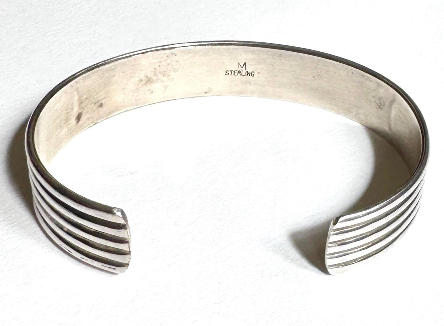 Signed Navajo Turquoise Cuff Bracelet Native American Handmade Sterling Silver