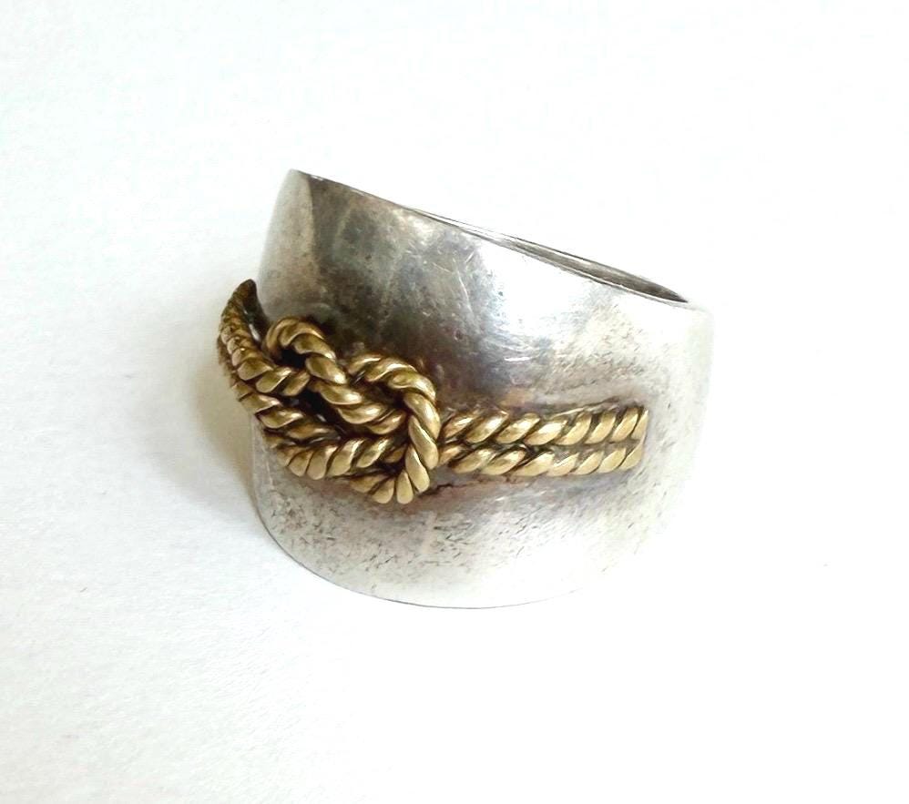 Vintage Taxco Sterling Silver Love Knot Ring Band Size 5.25