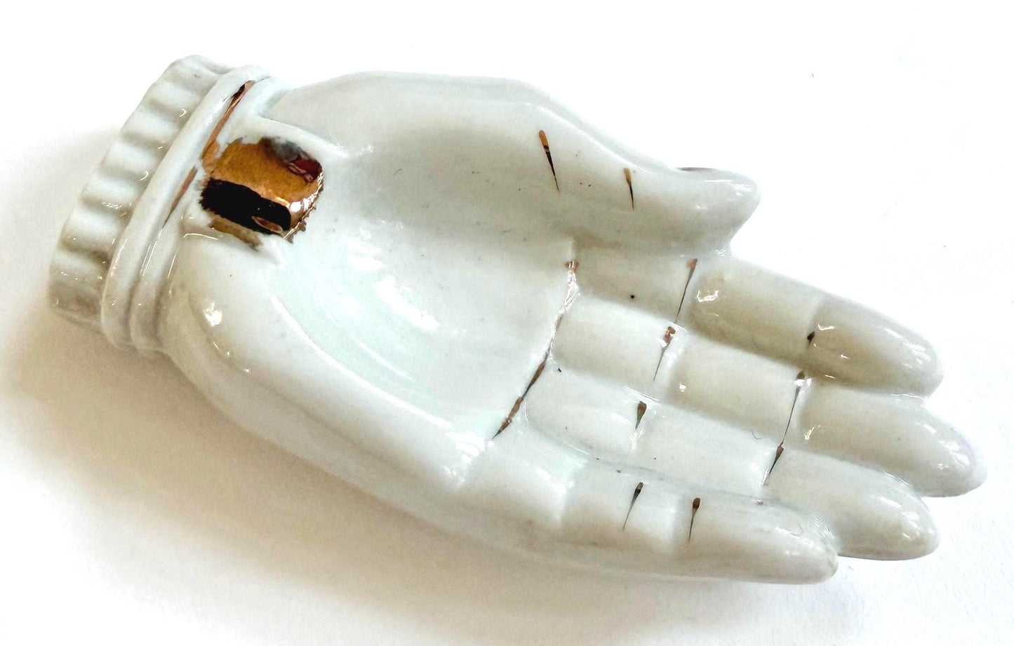 Vintage White Ceramic Cupped Hand Dish Mid Century Made in Japan
