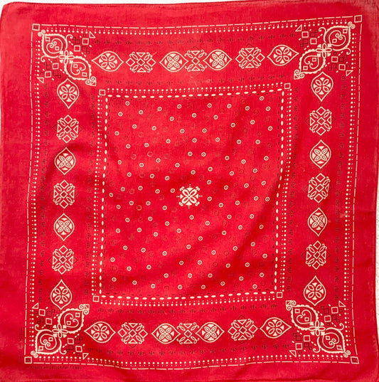 Vintage Red Paisley Bandana: 1960s Cotton Scarf