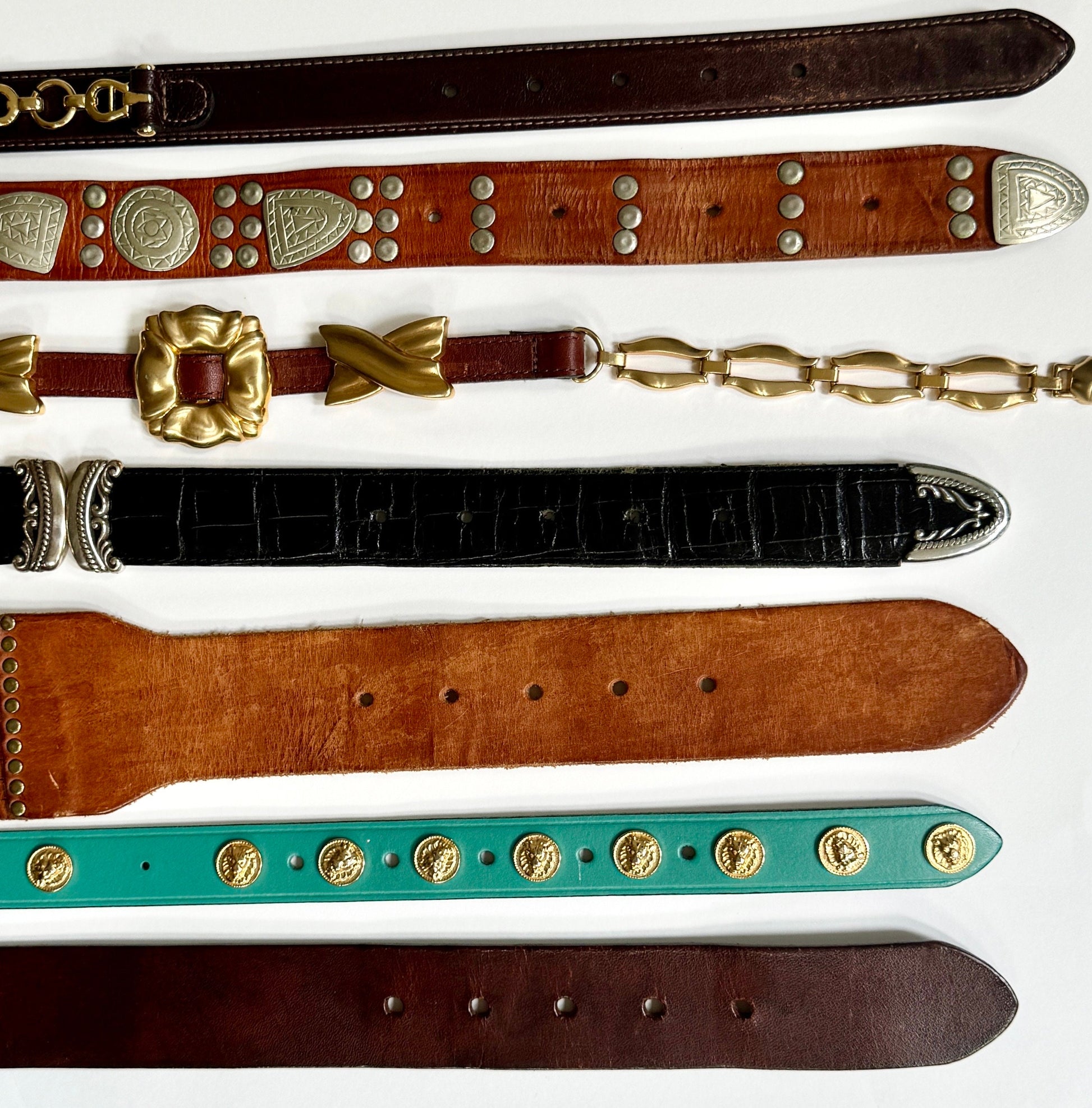 Vintage Embellished Leather Belt: 80s-90s Western Studded Statement