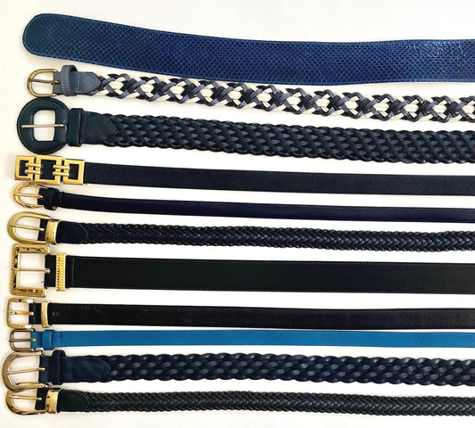 Vintage Blue Leather Belts: Braided, Woven, Snakeskin