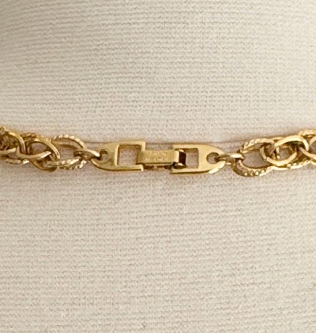 Vintage Napier Gold Chain Necklace: 80s Ball Bead Long Necklace