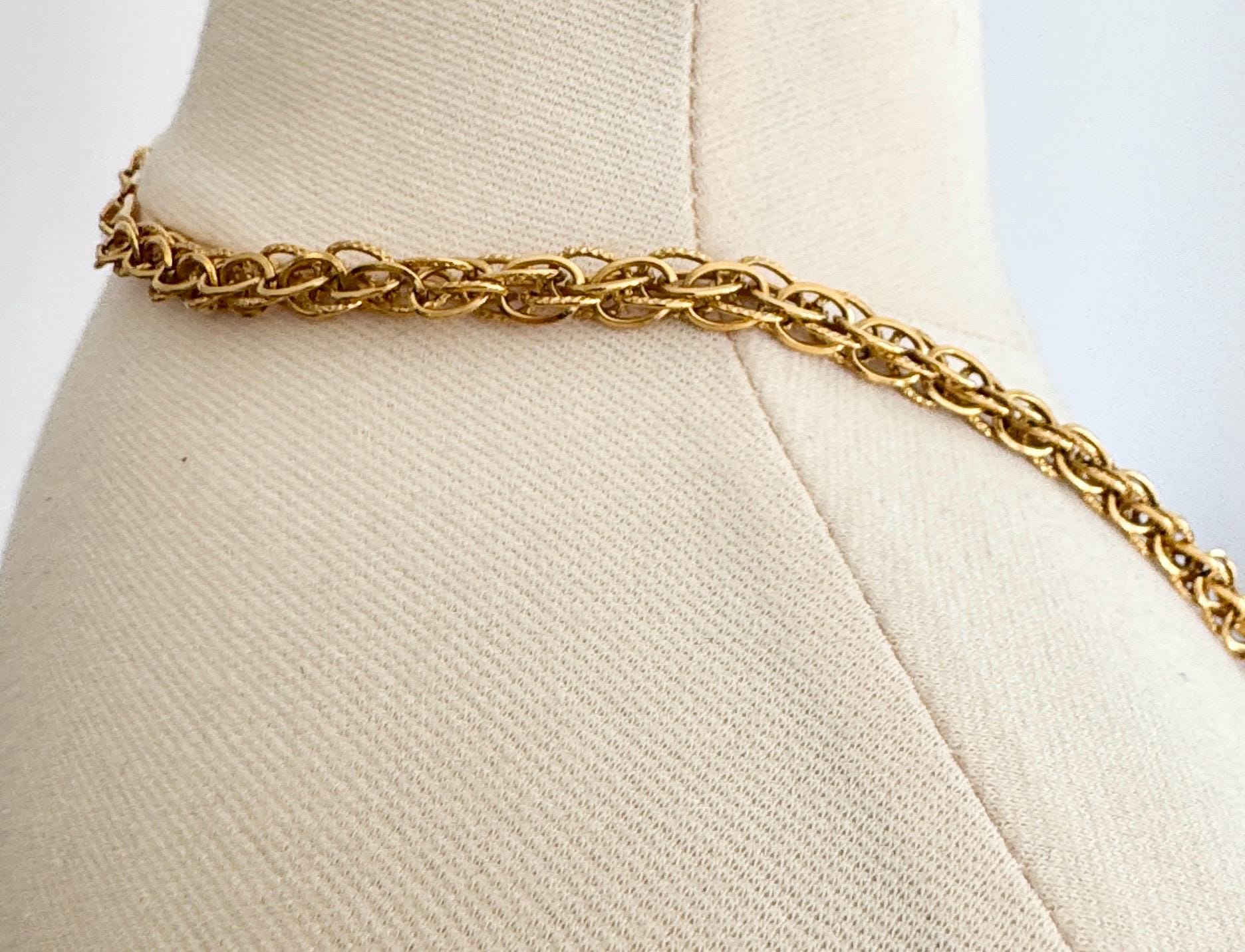 Vintage Napier Gold Chain Necklace: 80s Ball Bead Long Necklace