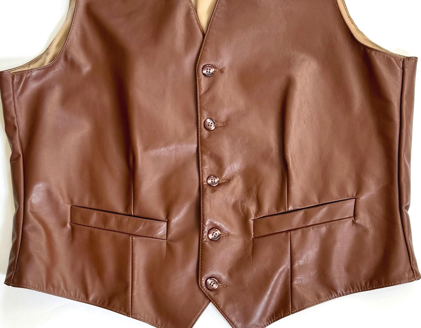 Brown Leather Western Vest Vintage 60s 70s Scully Westernwear California Mens Cowboy Vest