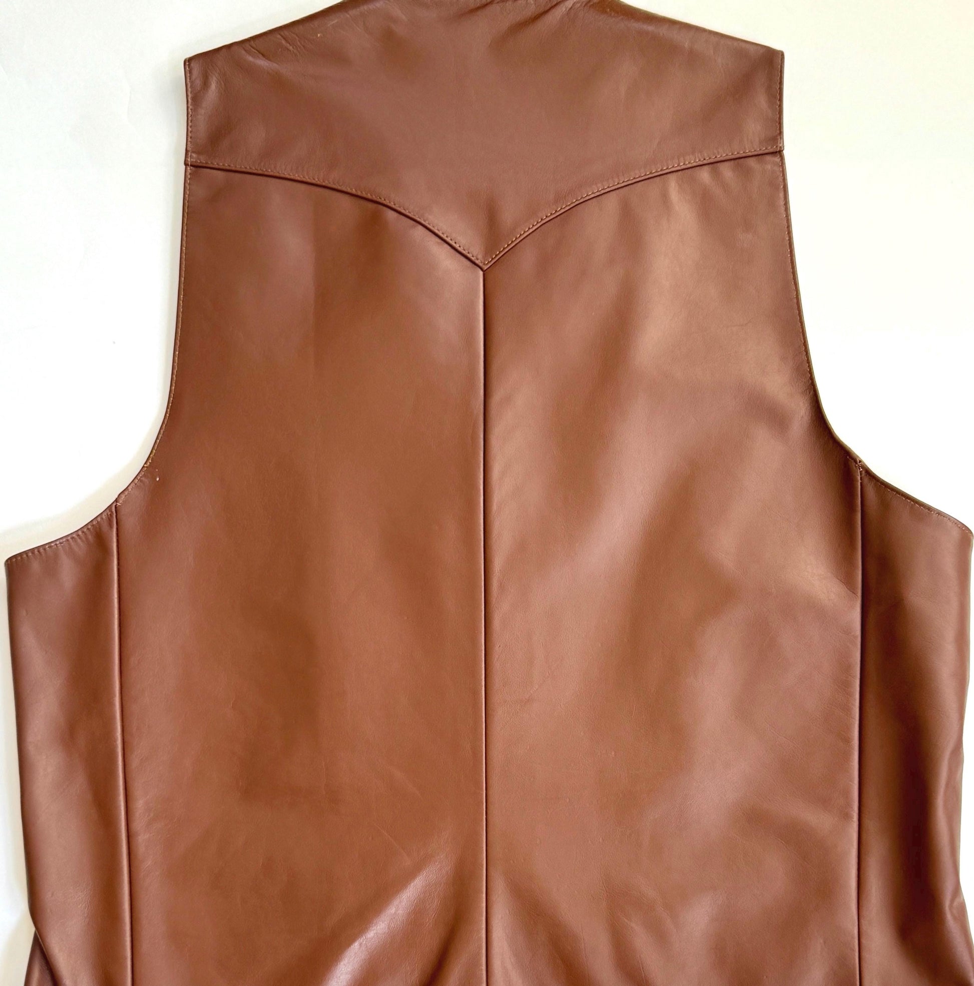 Brown Leather Western Vest Vintage 60s 70s Scully Westernwear California Mens Cowboy Vest