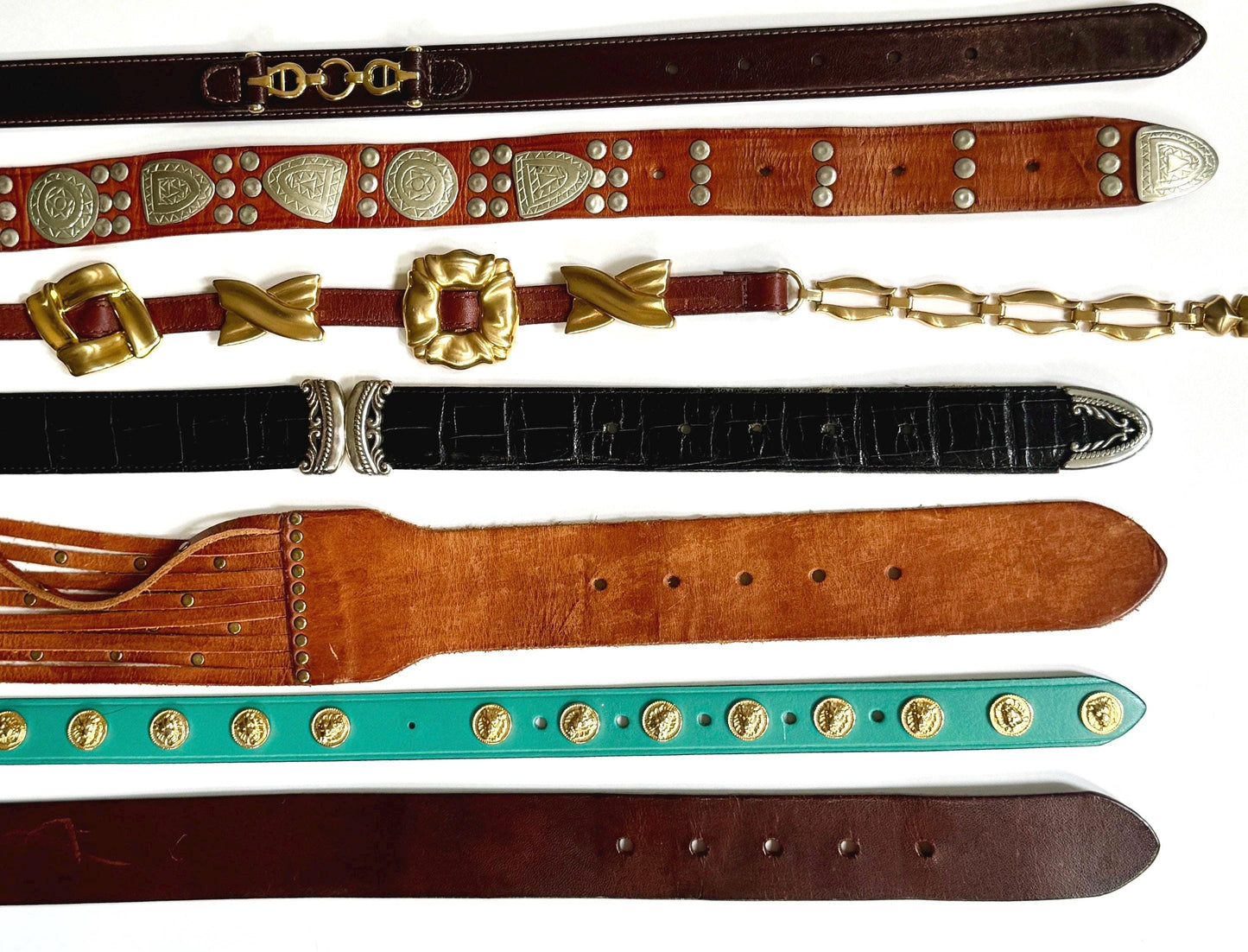 Vintage Embellished Leather Belt: 80s-90s Western Studded Statement