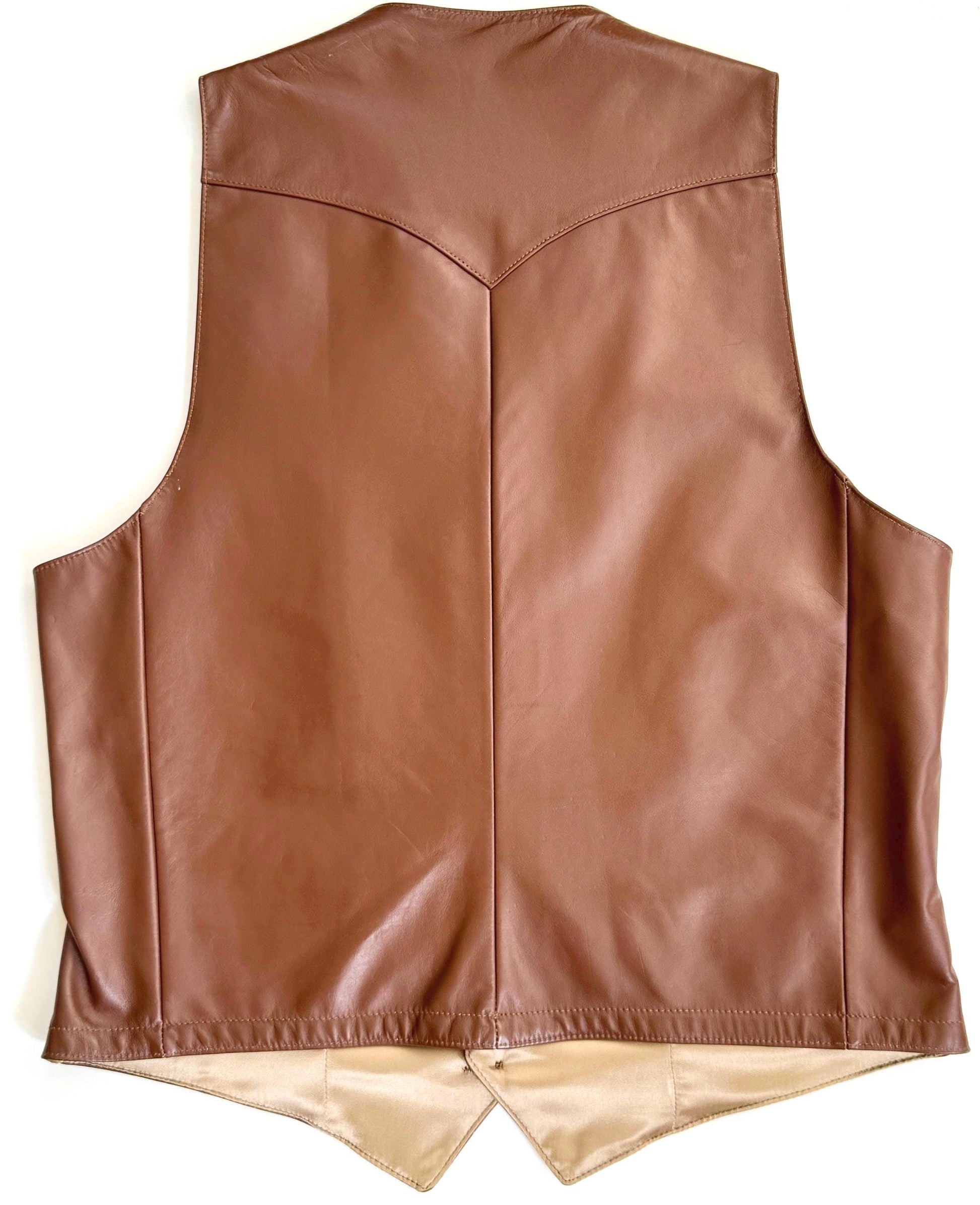 Brown Leather Western Vest Vintage 60s 70s Scully Westernwear California Mens Cowboy Vest