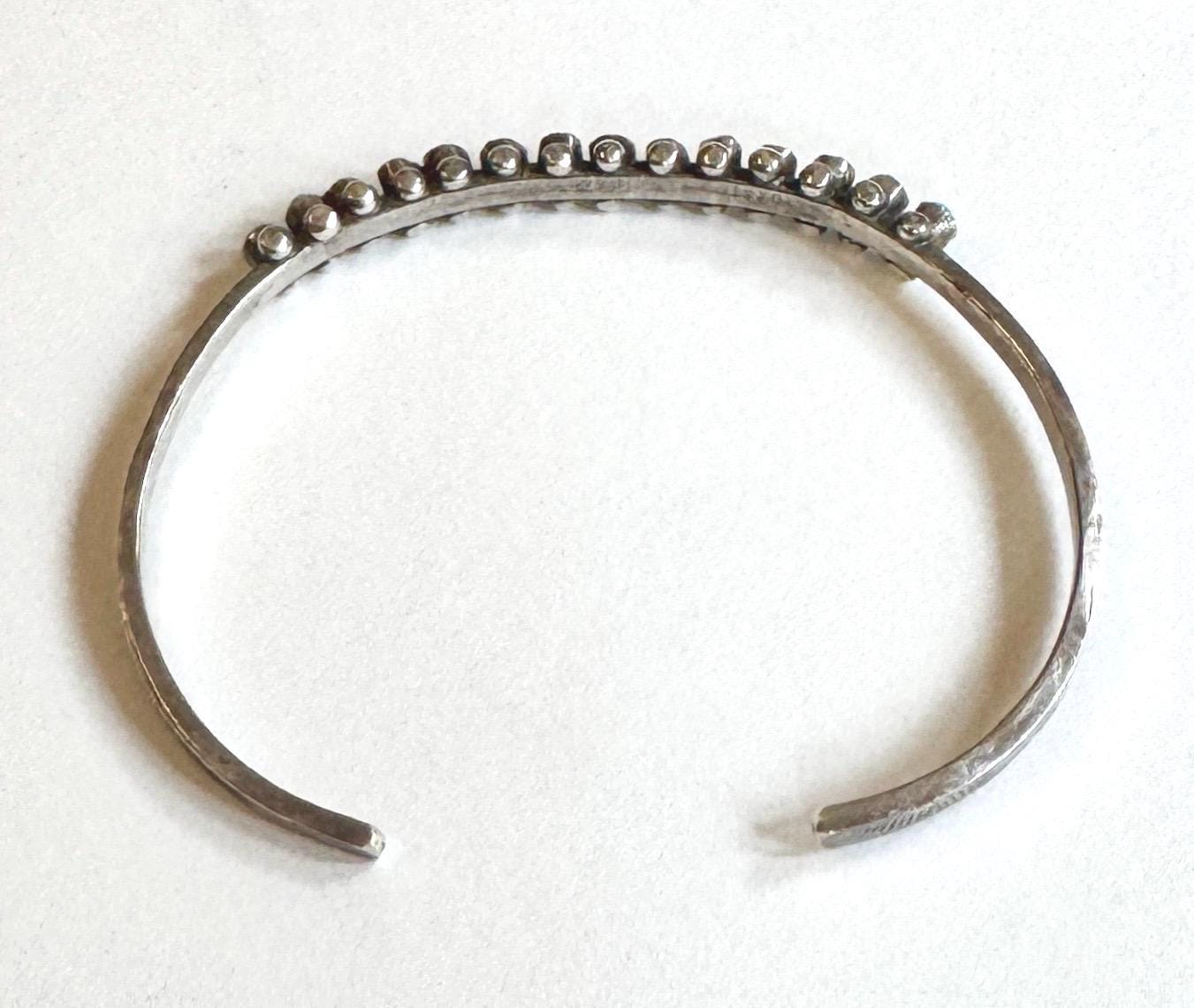 Zuni Turquoise Bracelet Cuff Snake Eye Set Green Turquoise Vintage 30s 40s Native American Sterling Silver Old Pawn
