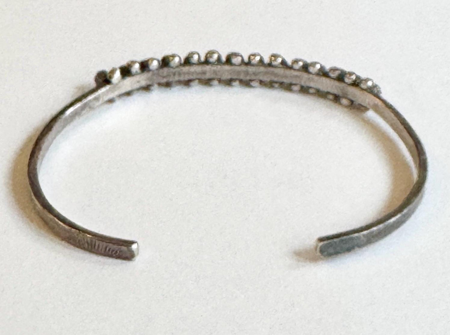 Zuni Turquoise Bracelet Cuff Snake Eye Set Green Turquoise Vintage 30s 40s Native American Sterling Silver Old Pawn