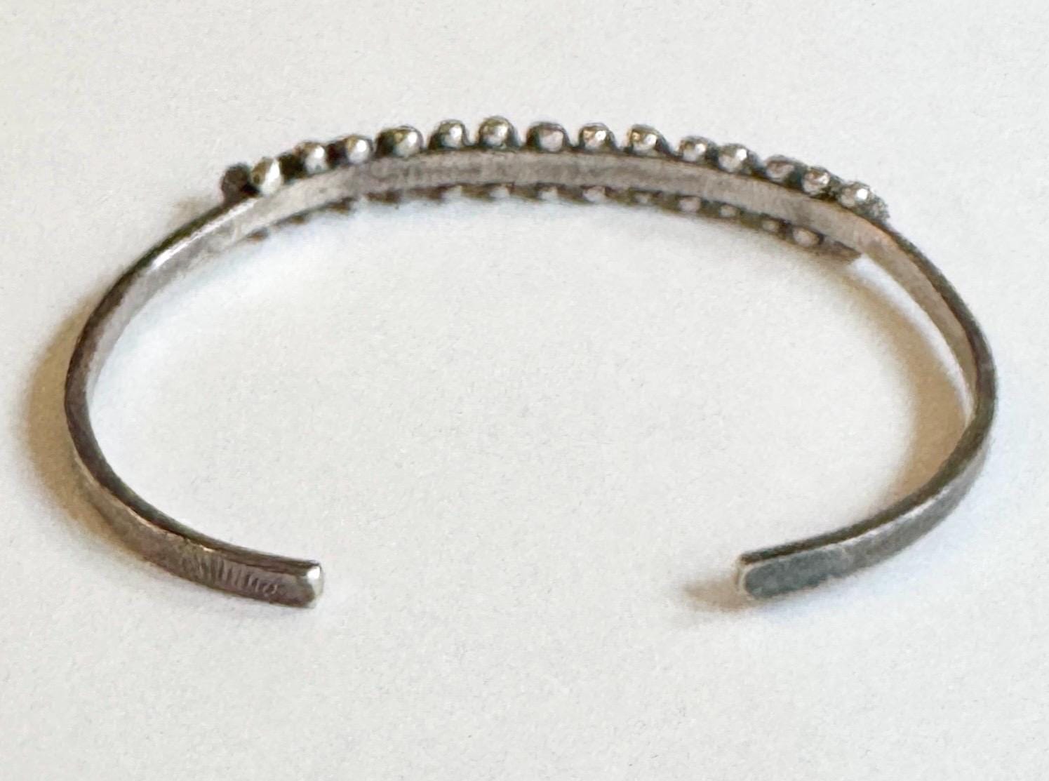 Zuni Turquoise Bracelet Cuff Snake Eye Set Green Turquoise Vintage 30s 40s Native American Sterling Silver Old Pawn