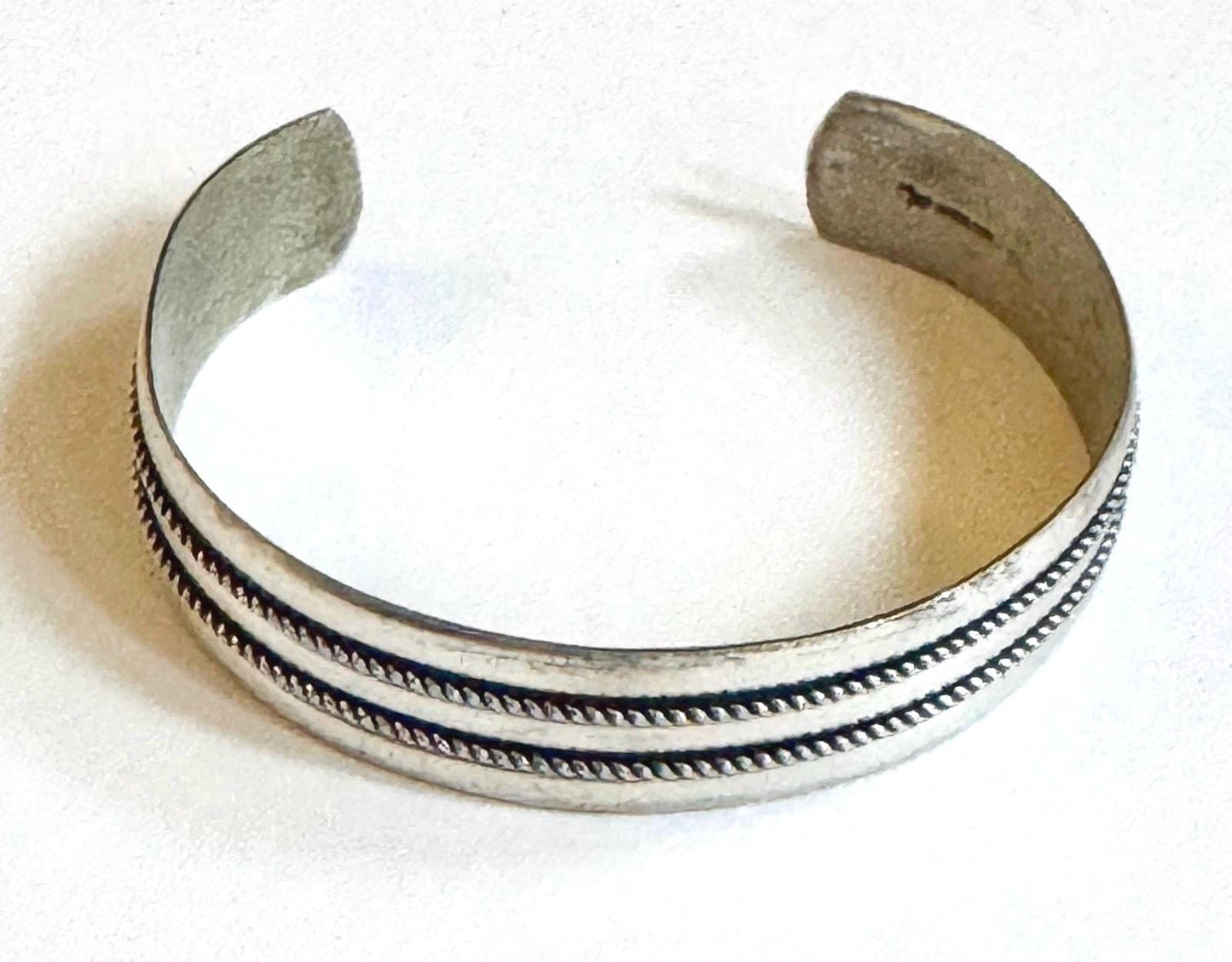 Bell Trading Navajo Cuff Bracelet Vintage Southwest Native American Trading Post Sterling Silver Railroad Twisted Rope