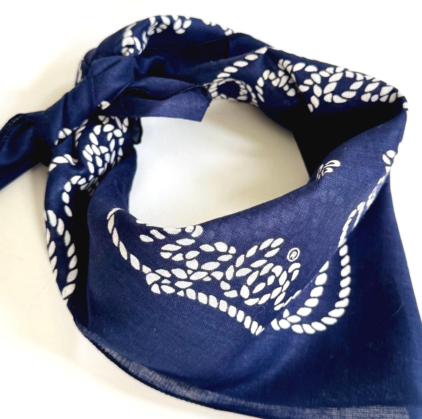 Vintage Indigo Western Bandana 80s Wrangler Fast Color Old Stock Made in USA