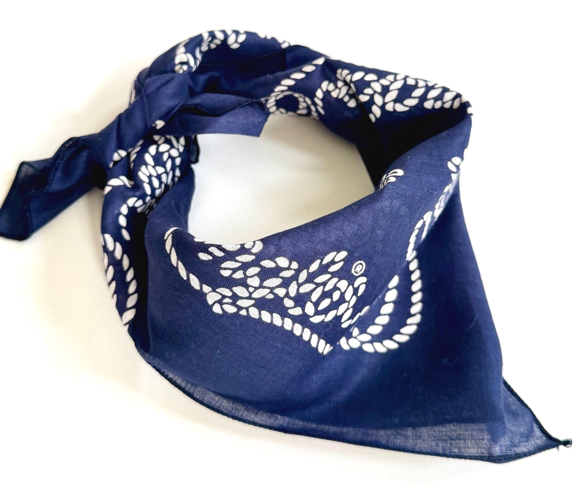 Vintage Indigo Western Bandana 80s Wrangler Fast Color Old Stock Made in USA