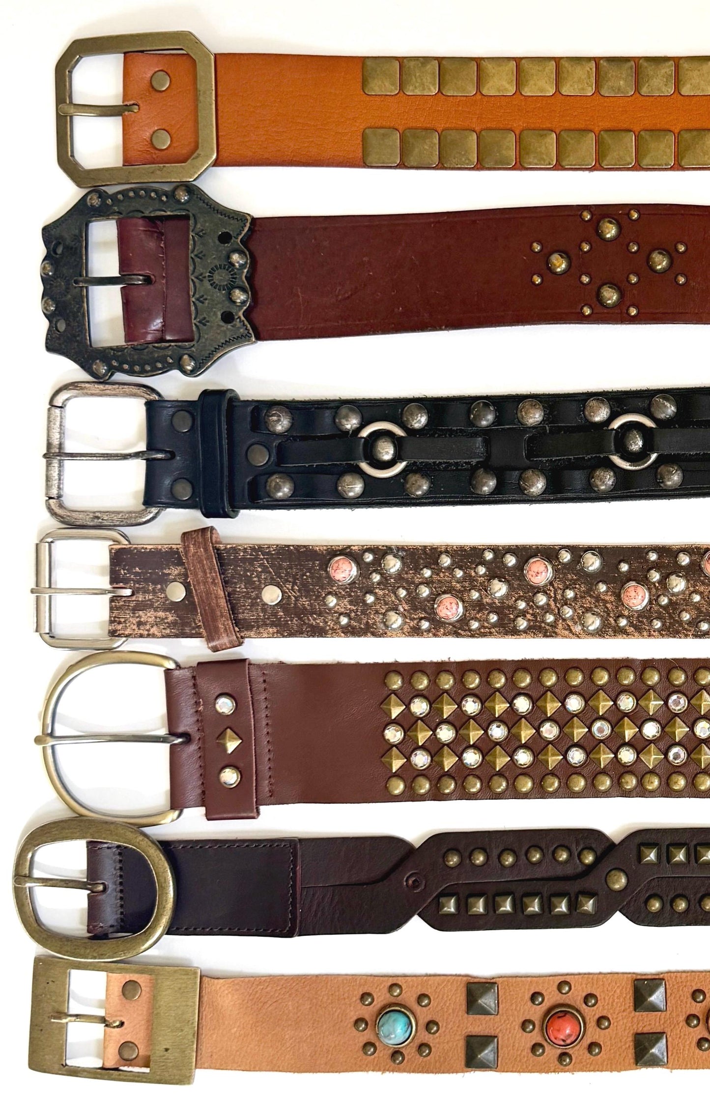 Vintage Studded Leather Belt 70s 80s Western Rocker