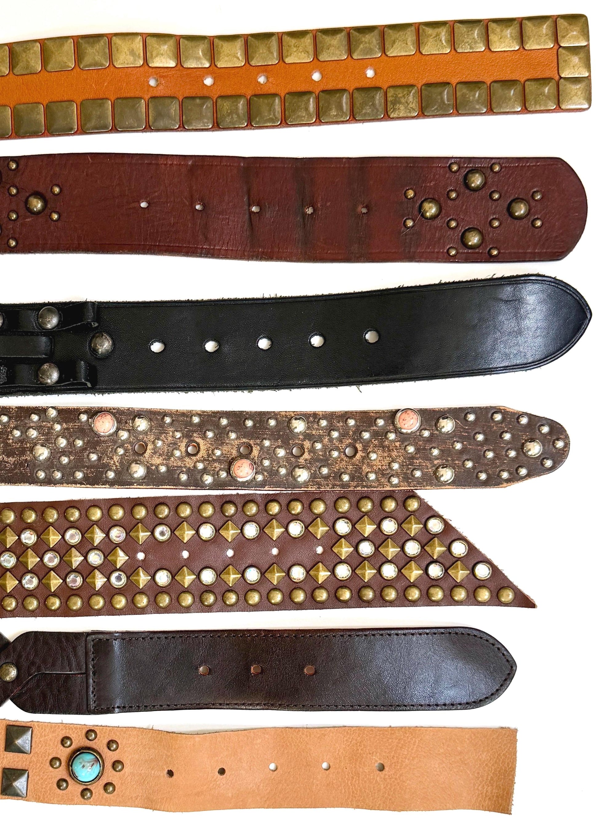 Vintage Studded Leather Belt 70s 80s Western Rocker