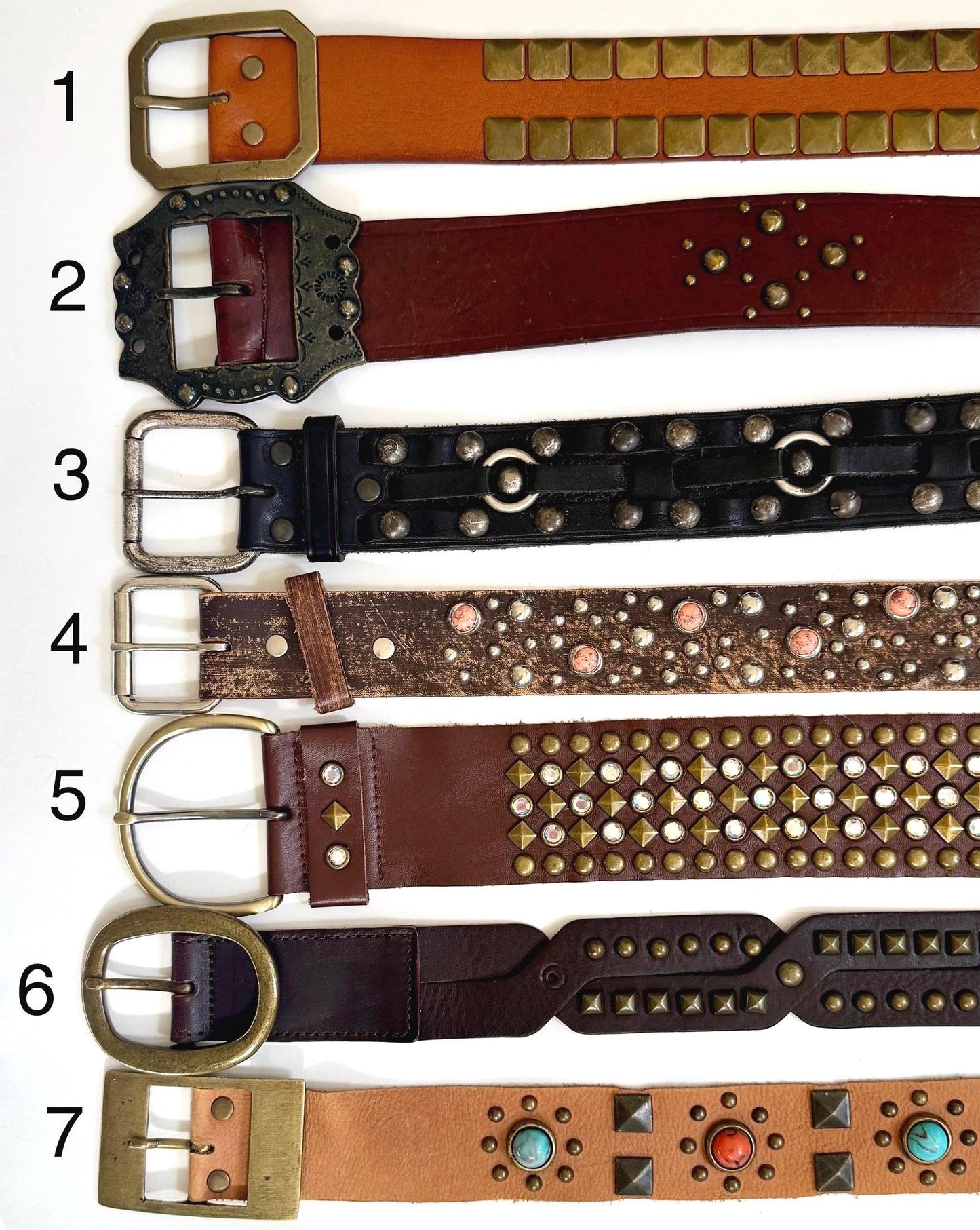 Vintage Studded Leather Belt 70s 80s Western Rocker