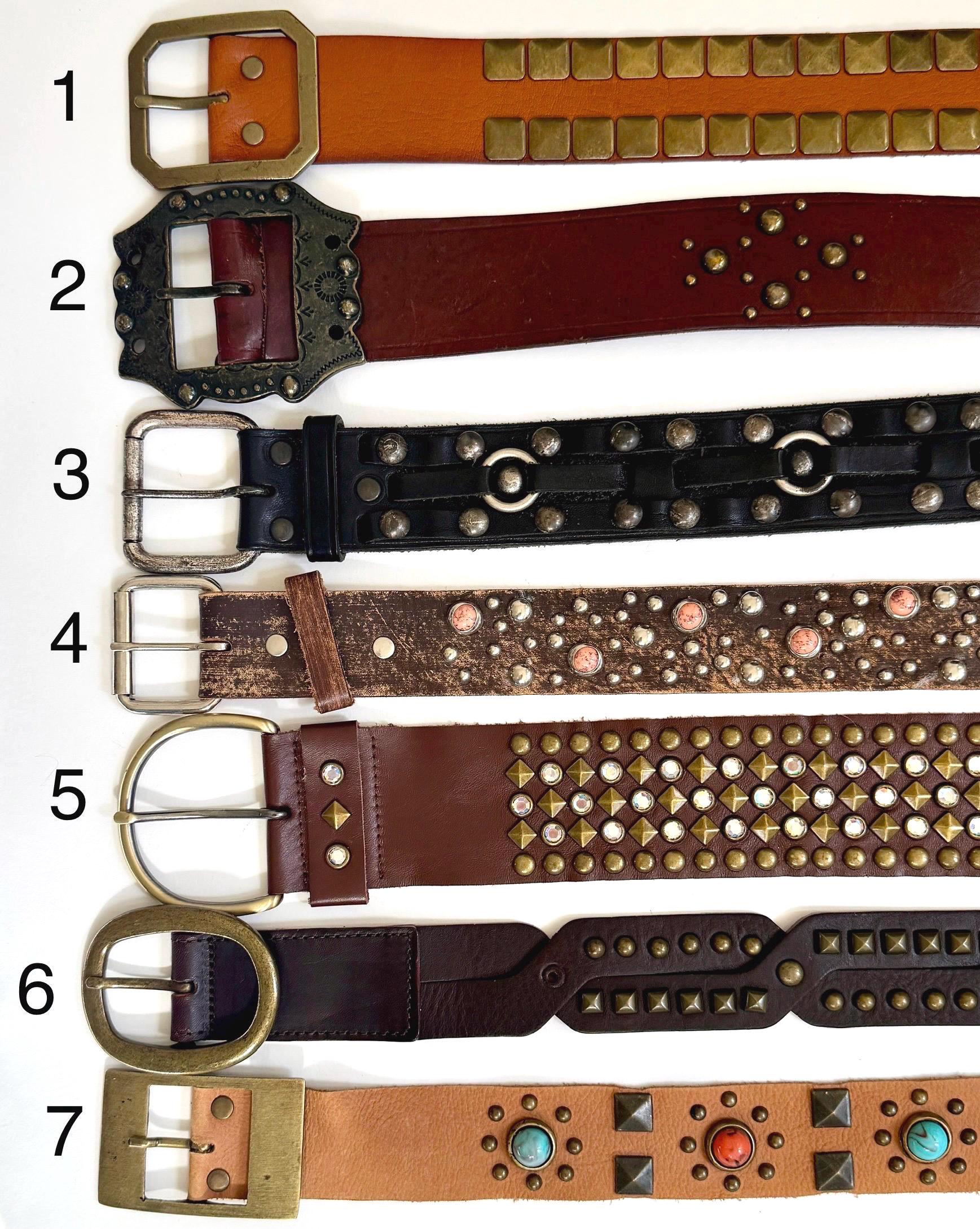 Vintage Studded Leather Belt 70s 80s Western Rocker