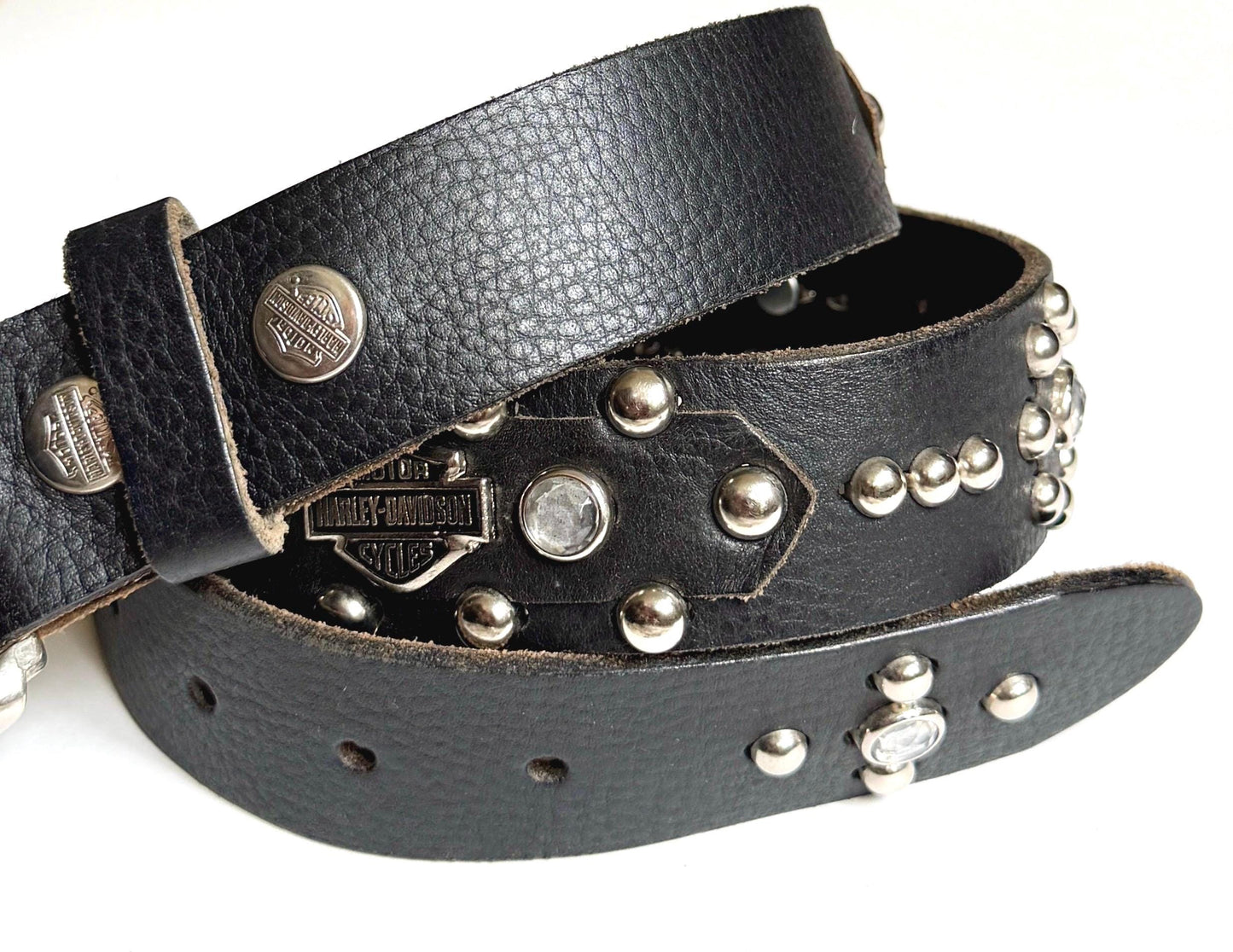 Vintage Harley Davidson Black Studded Belt Made in USA Size 32