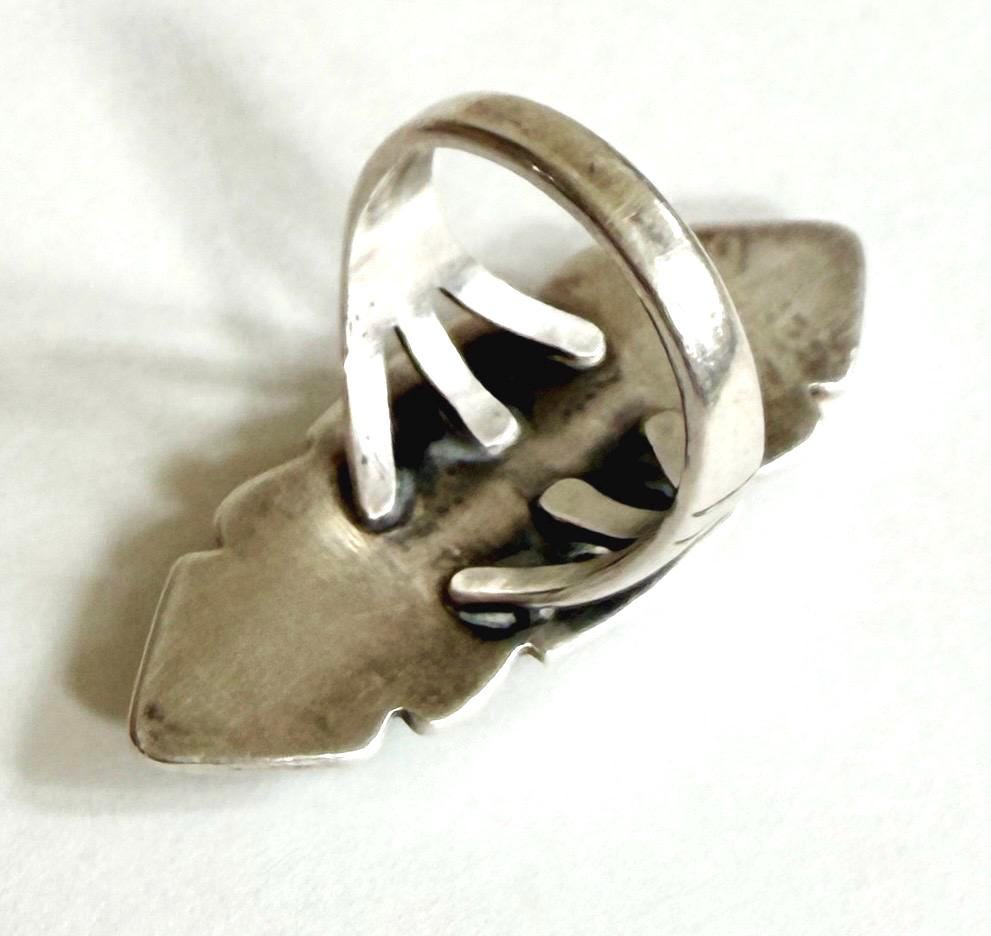 Long Bell Trading Turquoise Ring Vintage Native American Navajo Sterling Silver 6.25