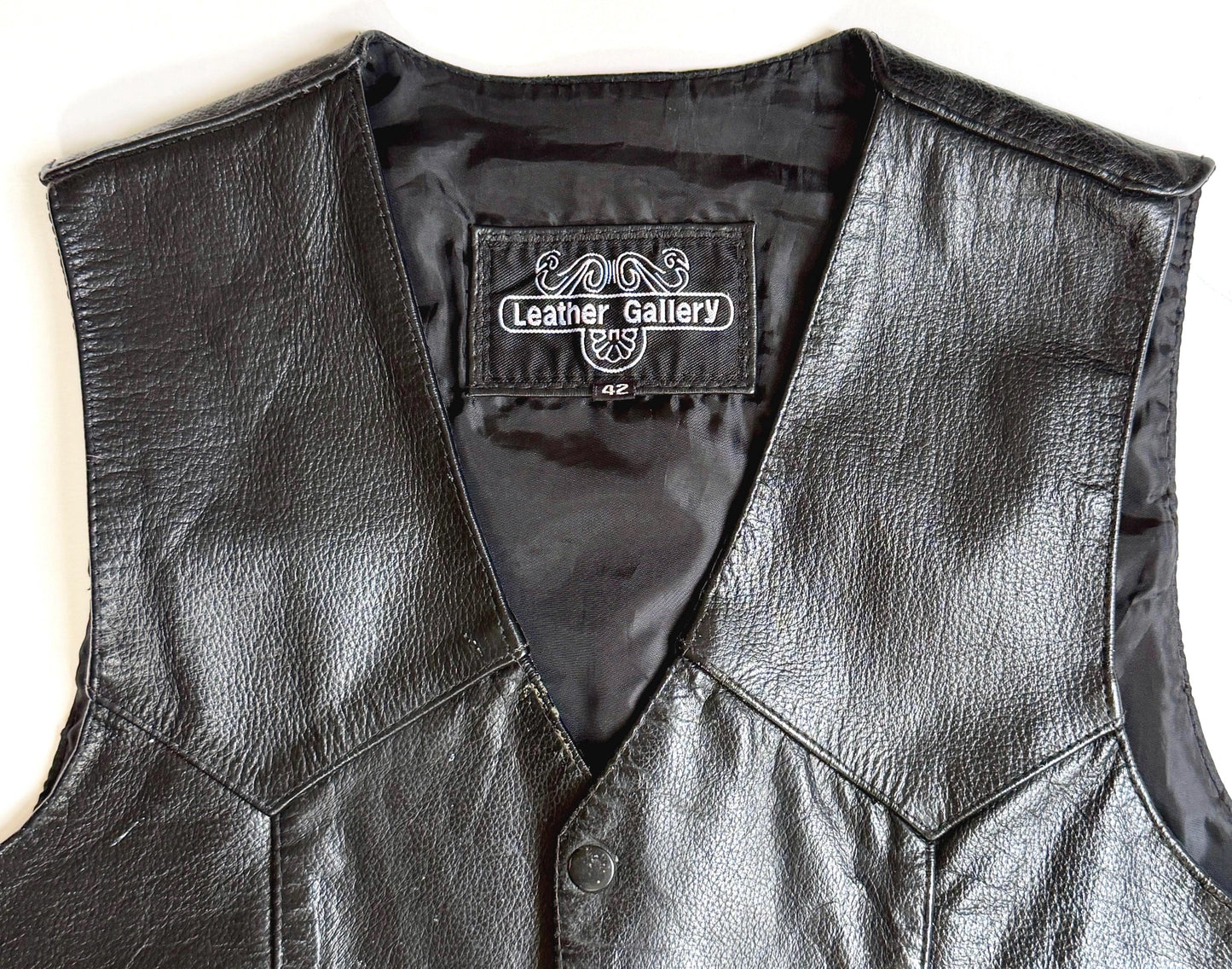 Vintage Western Cowboy Black Leather Vest