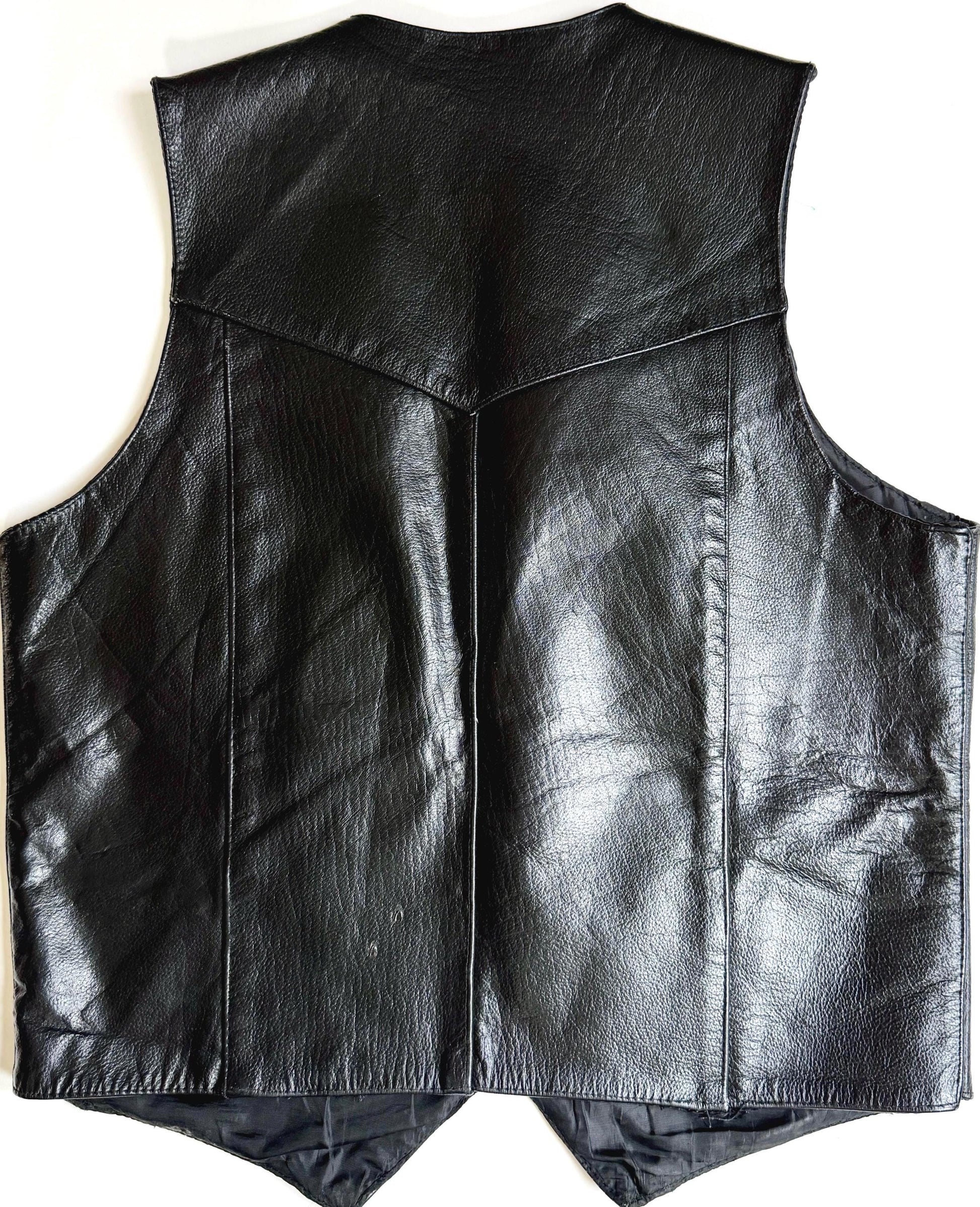 Vintage Western Cowboy Black Leather Vest