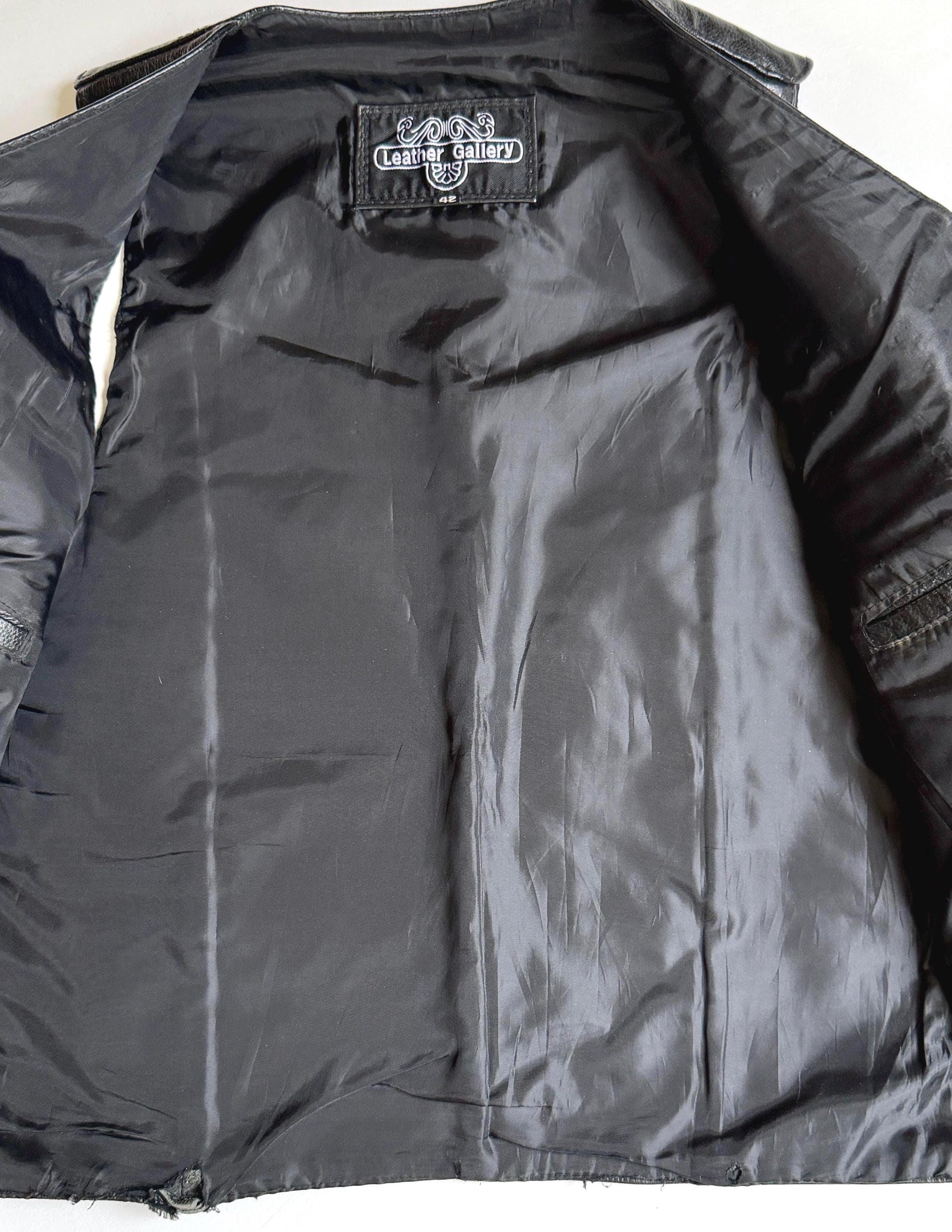 Vintage Western Cowboy Black Leather Vest