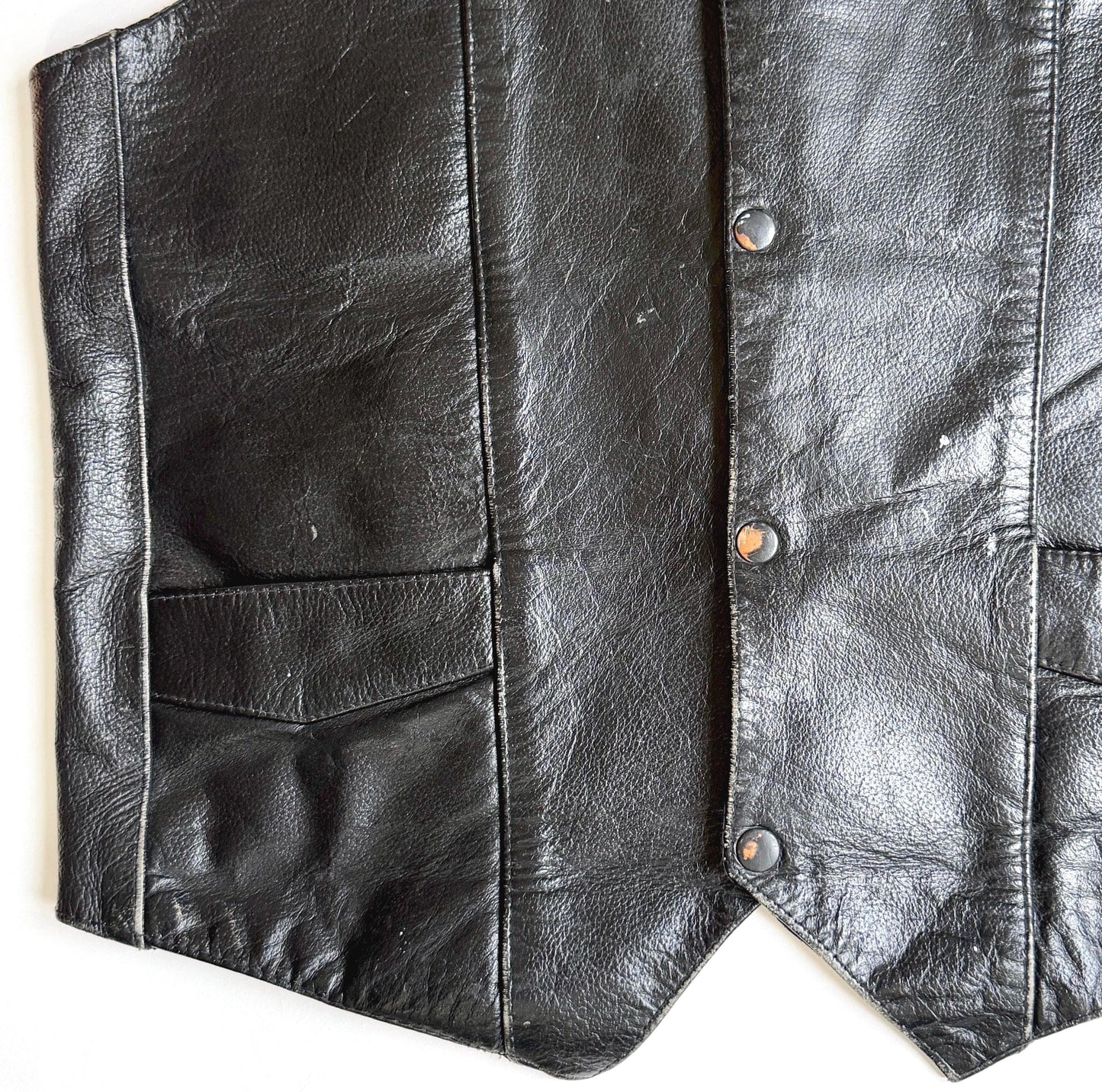 Vintage Western Cowboy Black Leather Vest