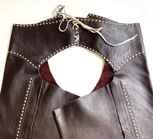 Handmade Vintage Western Riding Chaps Dark Brown Leather