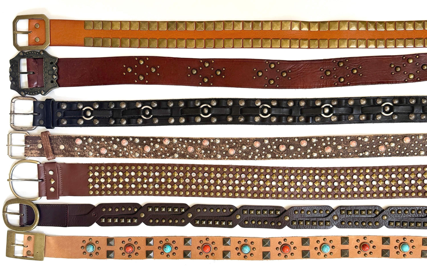 Vintage Studded Leather Belt 70s 80s Western Rocker