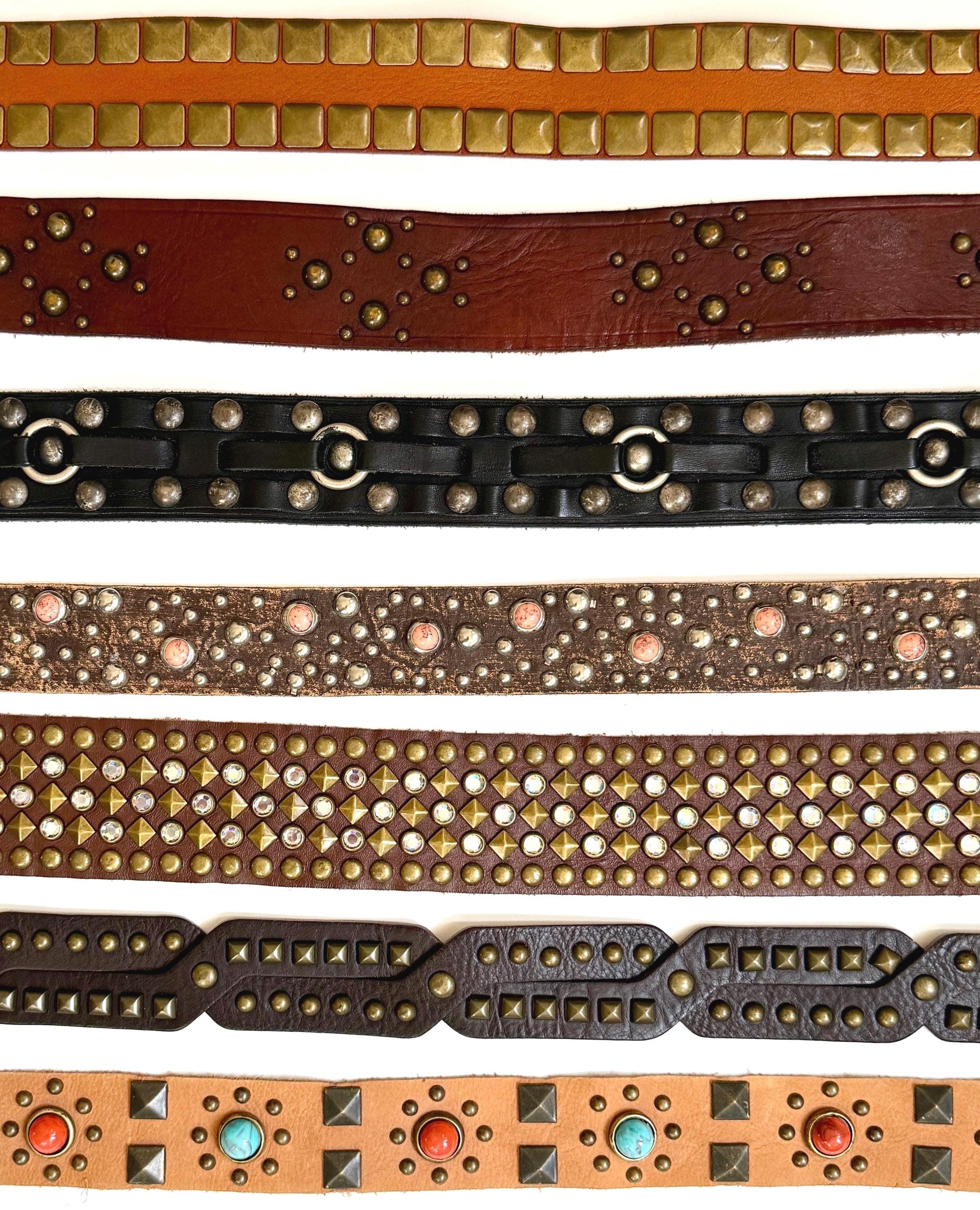 Vintage Studded Leather Belt 70s 80s Western Rocker