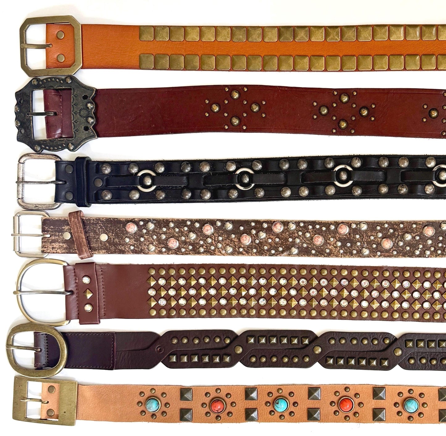 Vintage Studded Leather Belt 70s 80s Western Rocker
