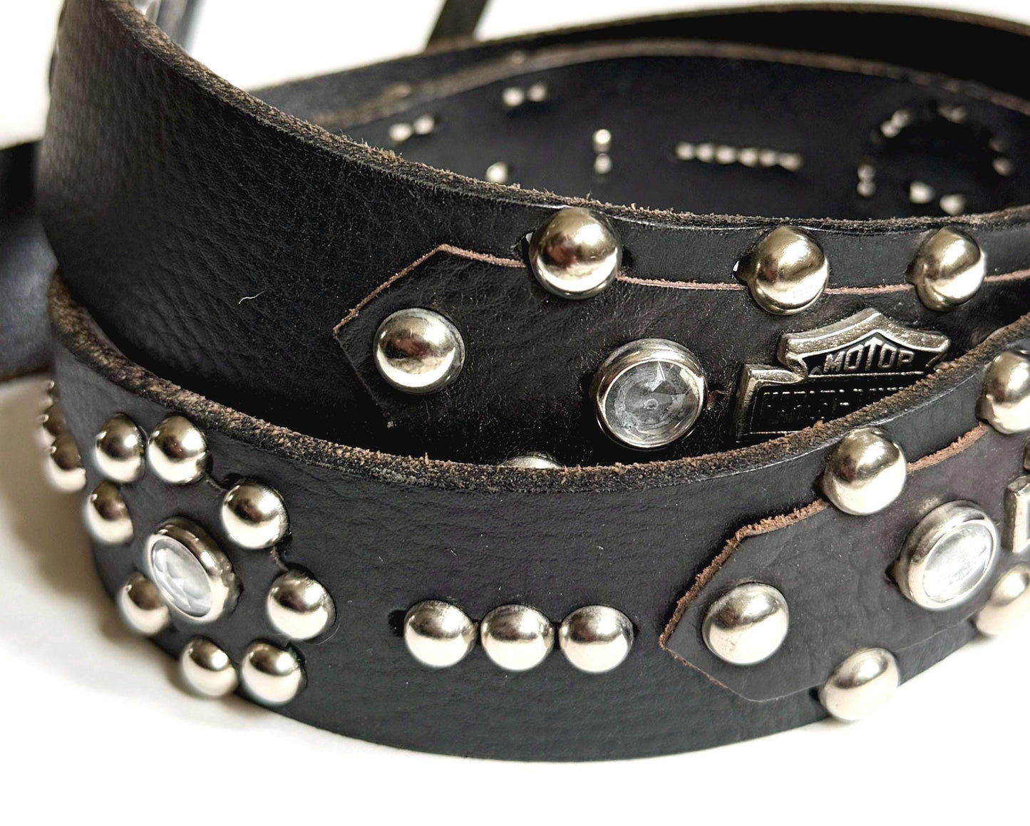 Vintage Harley Davidson Black Studded Belt Made in USA Size 32