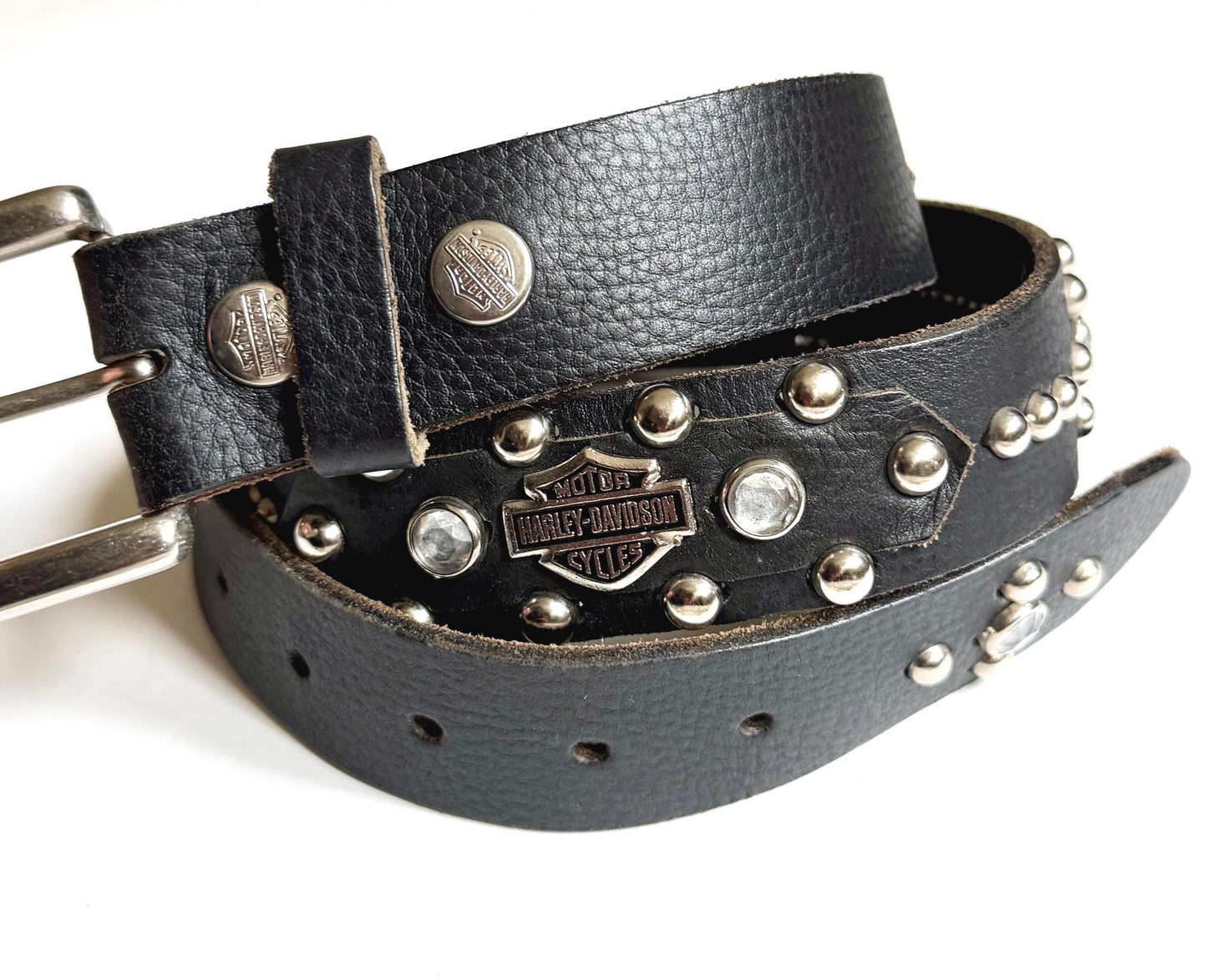 Vintage Harley Davidson Black Studded Belt Made in USA Size 32