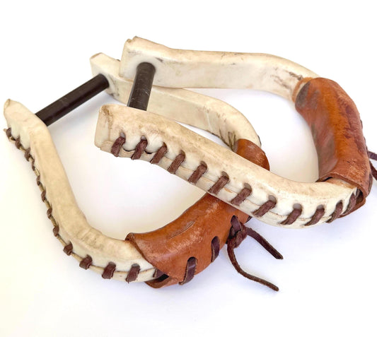 Vintage Leather Stirrups Ralph Lauren Style Rustic Handmade Rawhide Equestrian Ranch House Decor