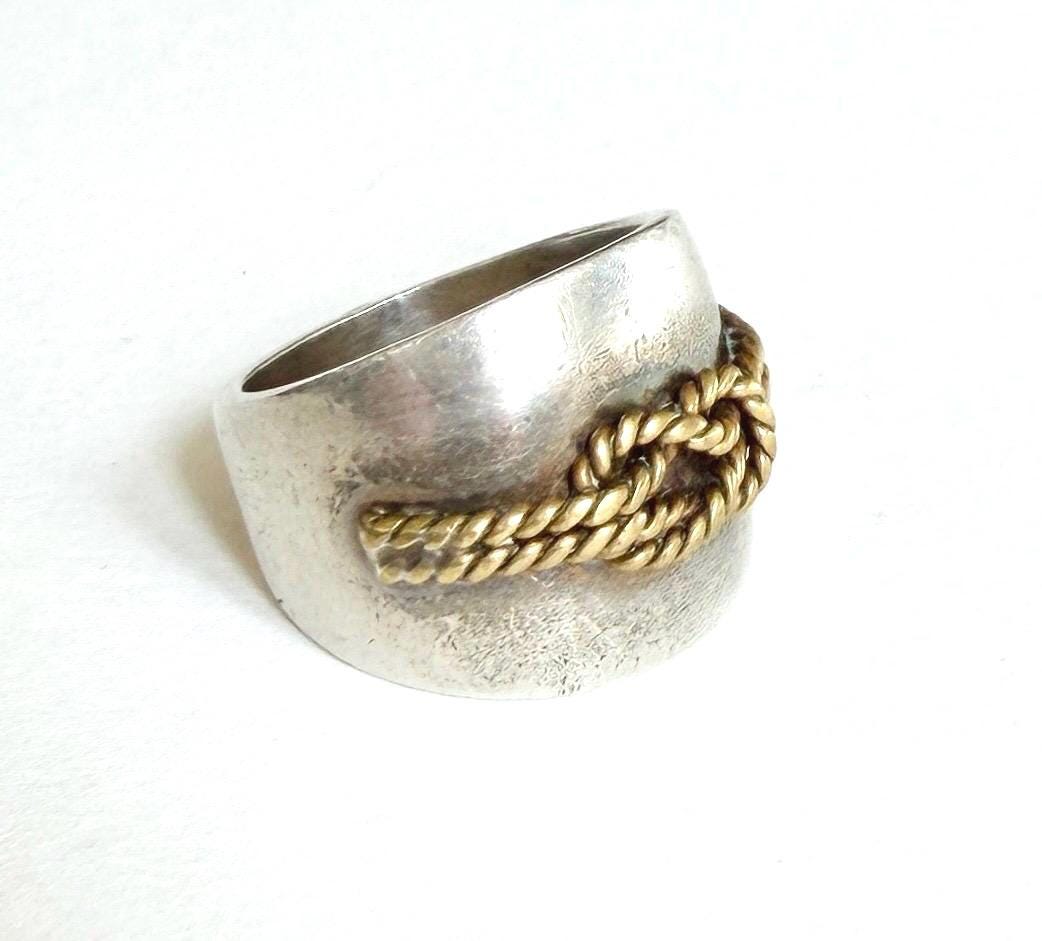 Vintage Taxco Sterling Silver Love Knot Ring Band Size 5.25
