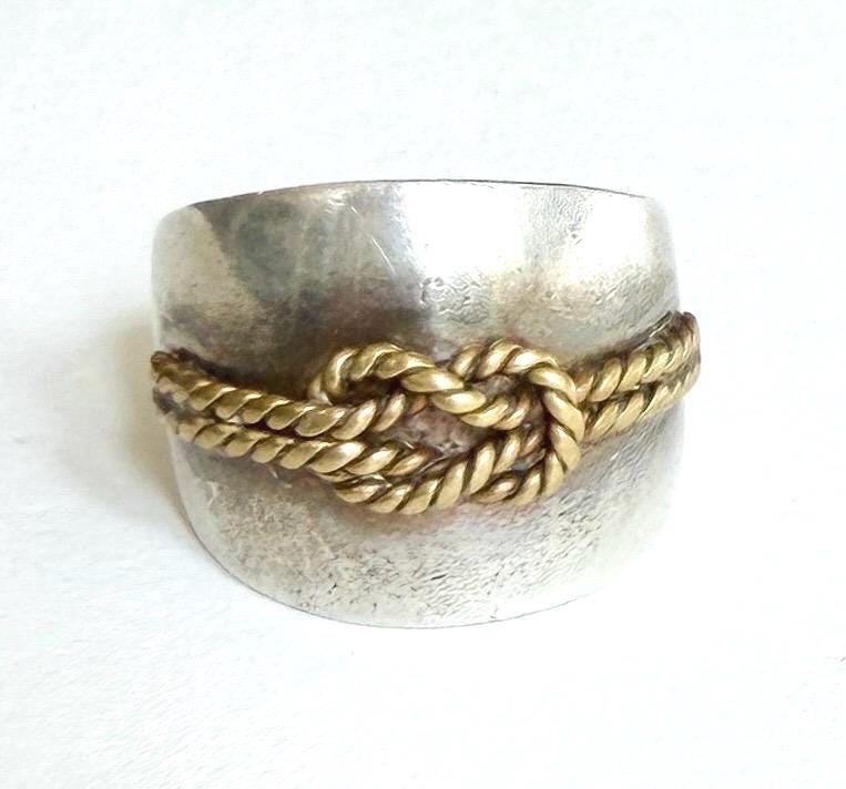 Vintage Taxco Sterling Silver Love Knot Ring Band Size 5.25