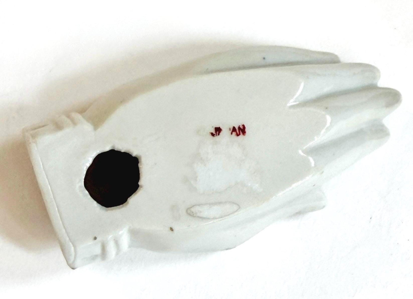 Vintage White Ceramic Cupped Hand Dish Mid Century Made in Japan