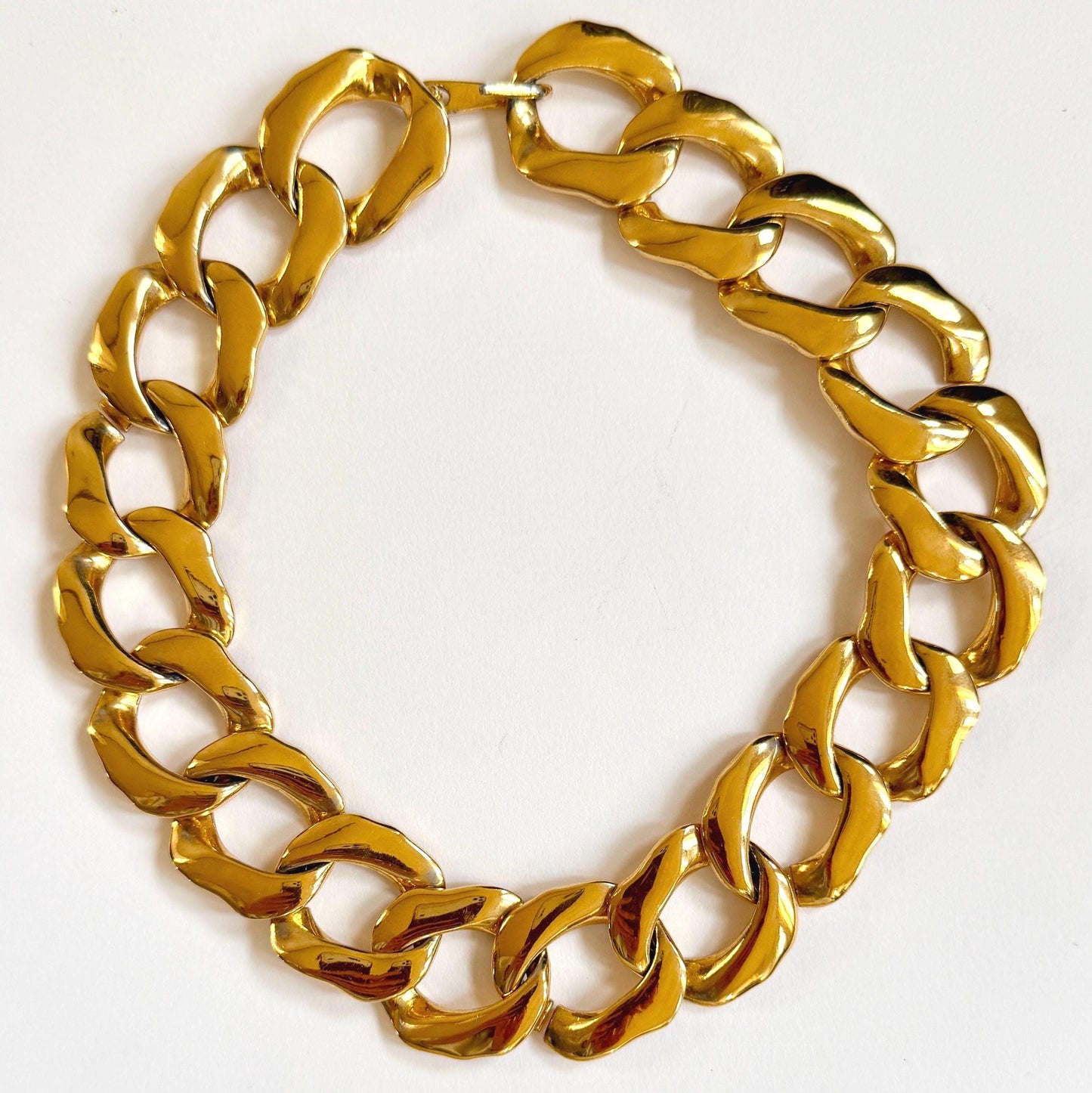 Chunky Vintage Gold Chain Link Choker Necklace Choker 80s Costume Jewelry