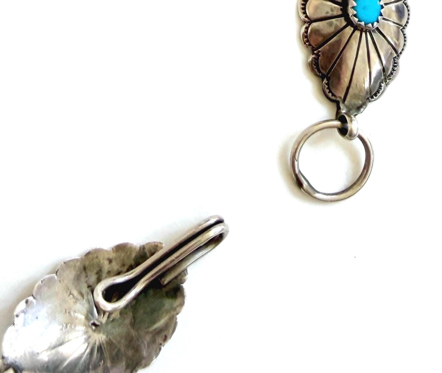 Vintage Sterling Silver Turquoise Concho Belt Native American Navajo Handcrafted