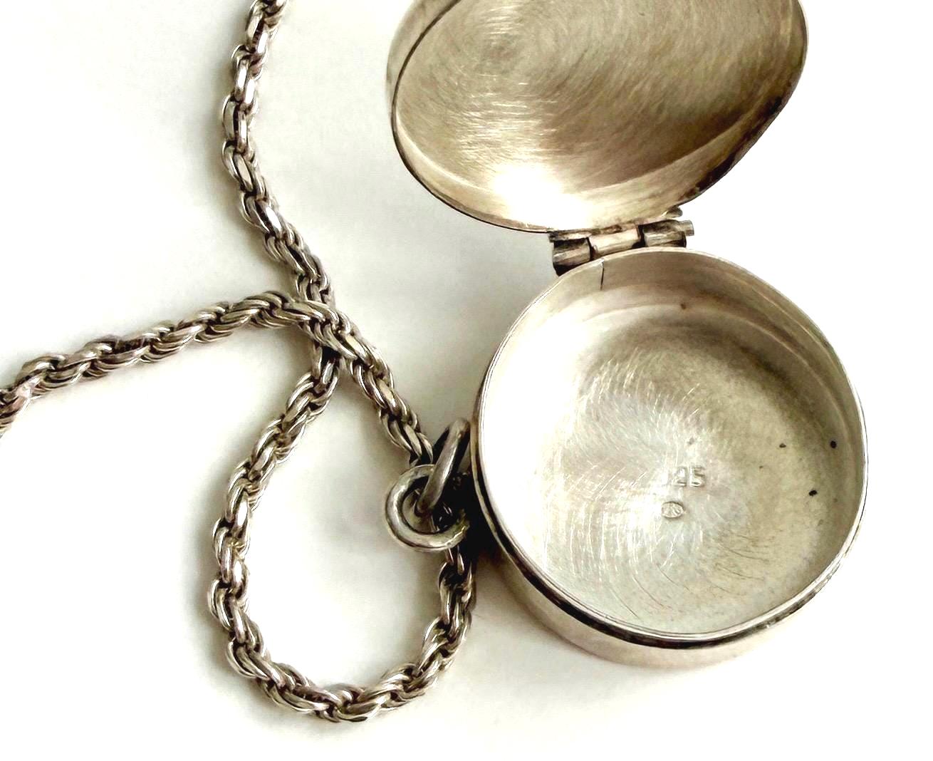 Vintage Locket Perfume Vial Pendant Necklace Vintage Heirloom Jewelry Brass Oval Locket Sterling Silver Ribbed Perfume Bottle Etched Box