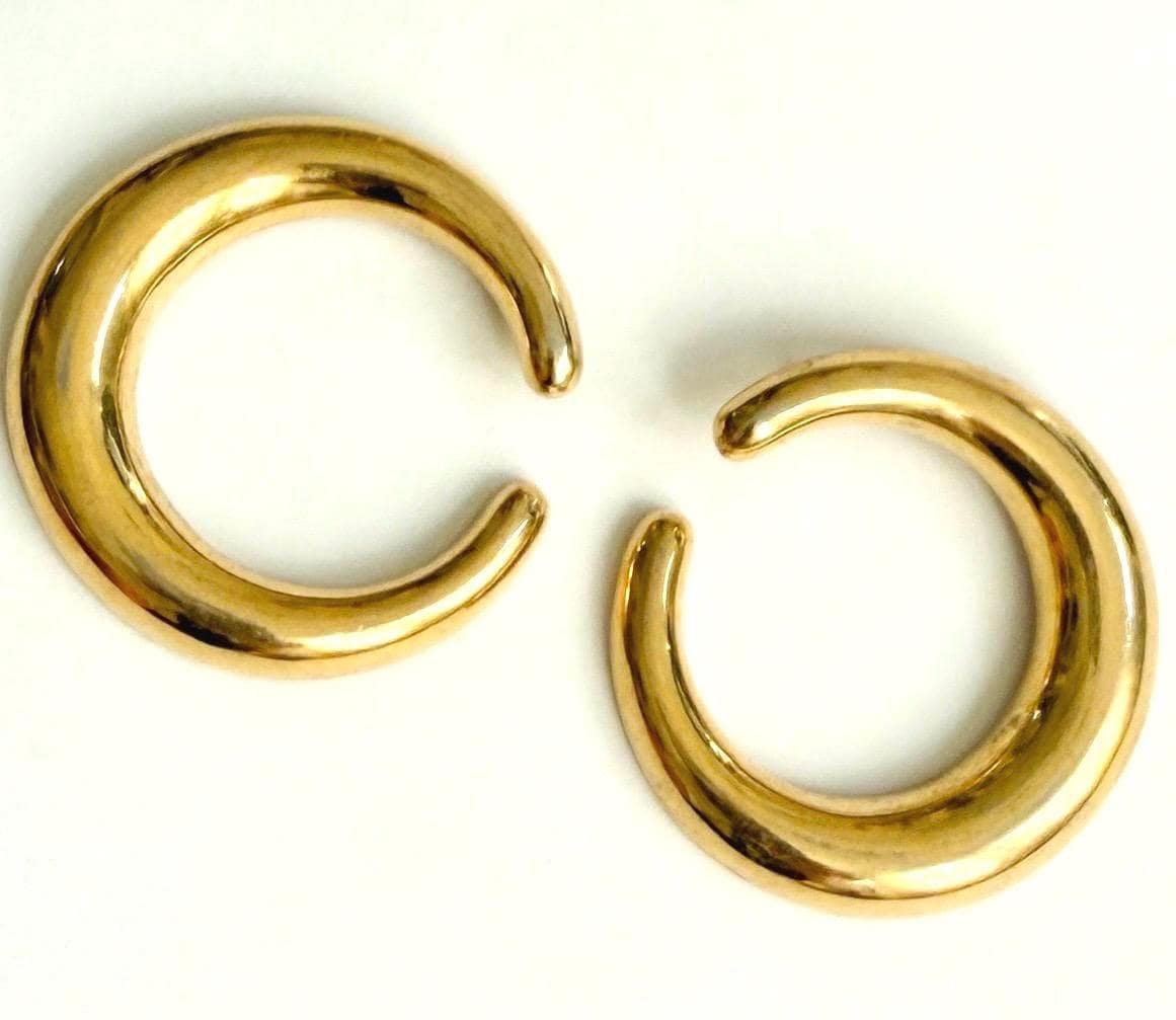 Vintage 80s Gold Earring 1.5" Round Circle Ring Costume Jewelry
