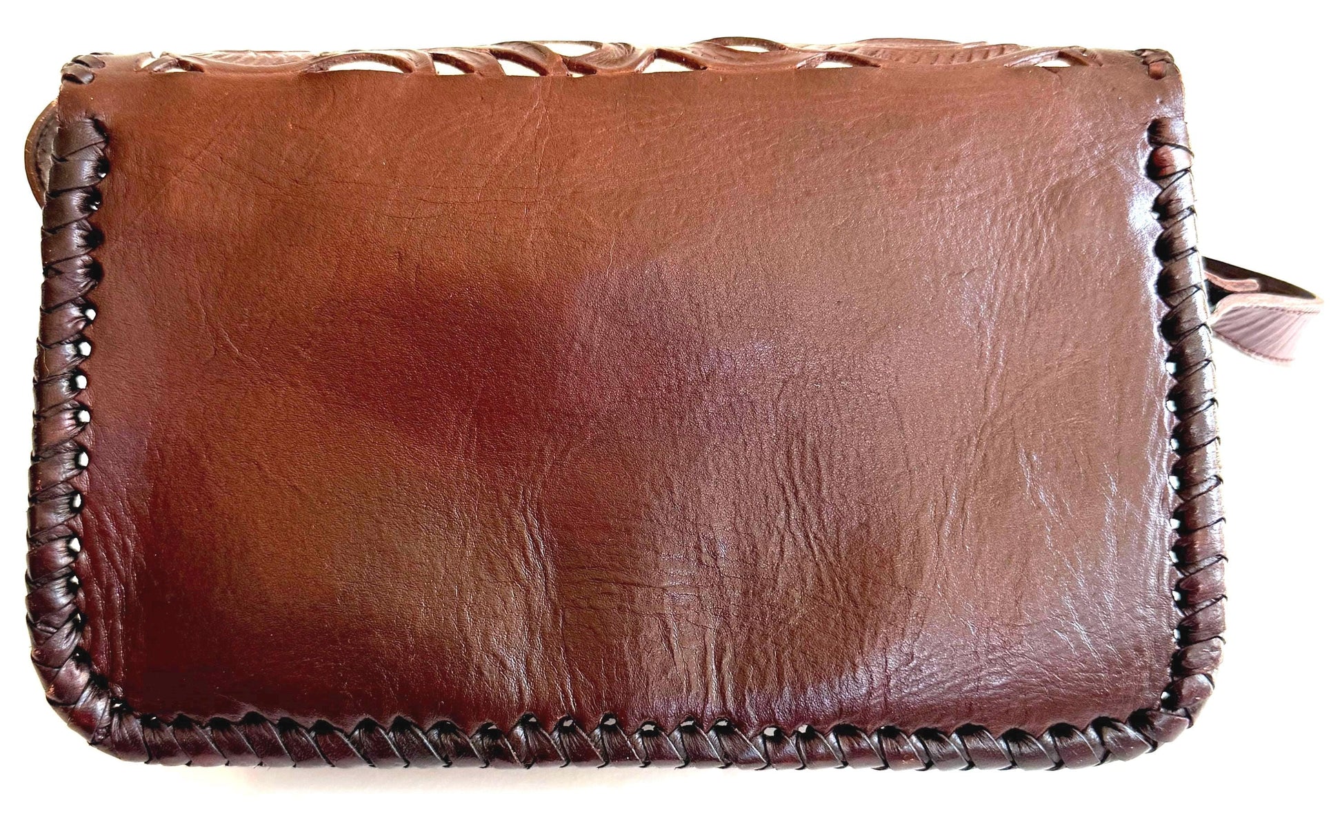 Vintage Floral Tooled Leather Bag Handmade in Mexico by Alcala