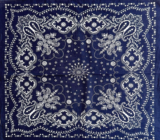 Vintage 50s Indigo Bandana Fast Color Elephant Trunk Up
