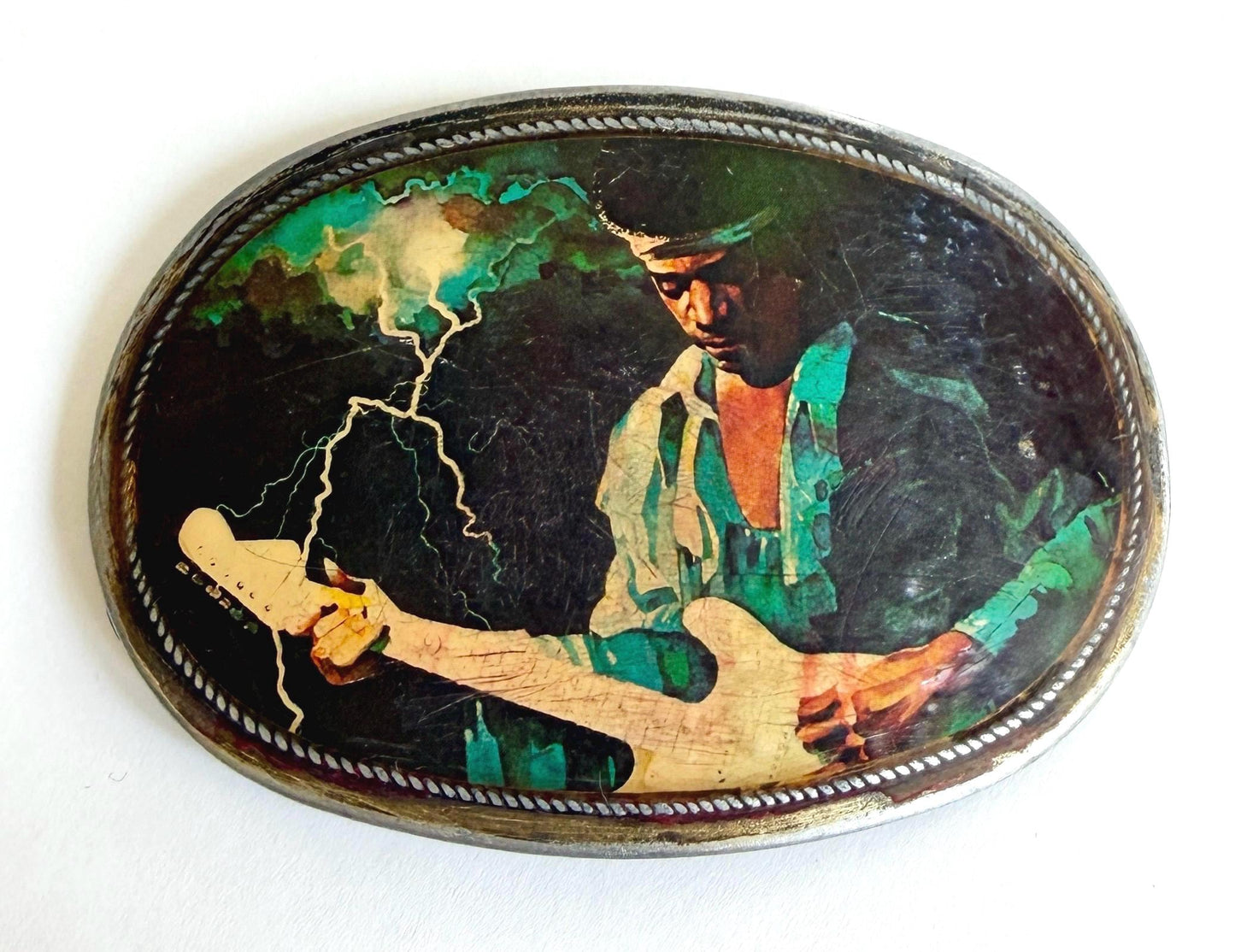 Vintage 1976 Pacifica Jimi Hendrix Belt Buckle Rock Memorabilia Collectible
