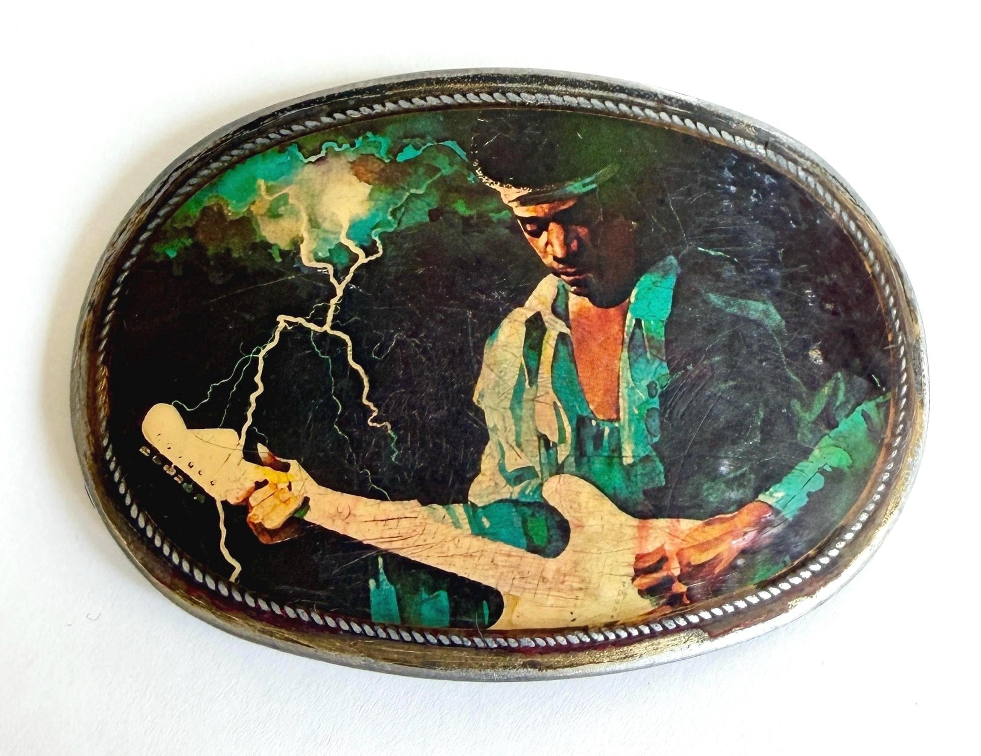 Vintage 1976 Pacifica Jimi Hendrix Belt Buckle Rock Memorabilia Collectible