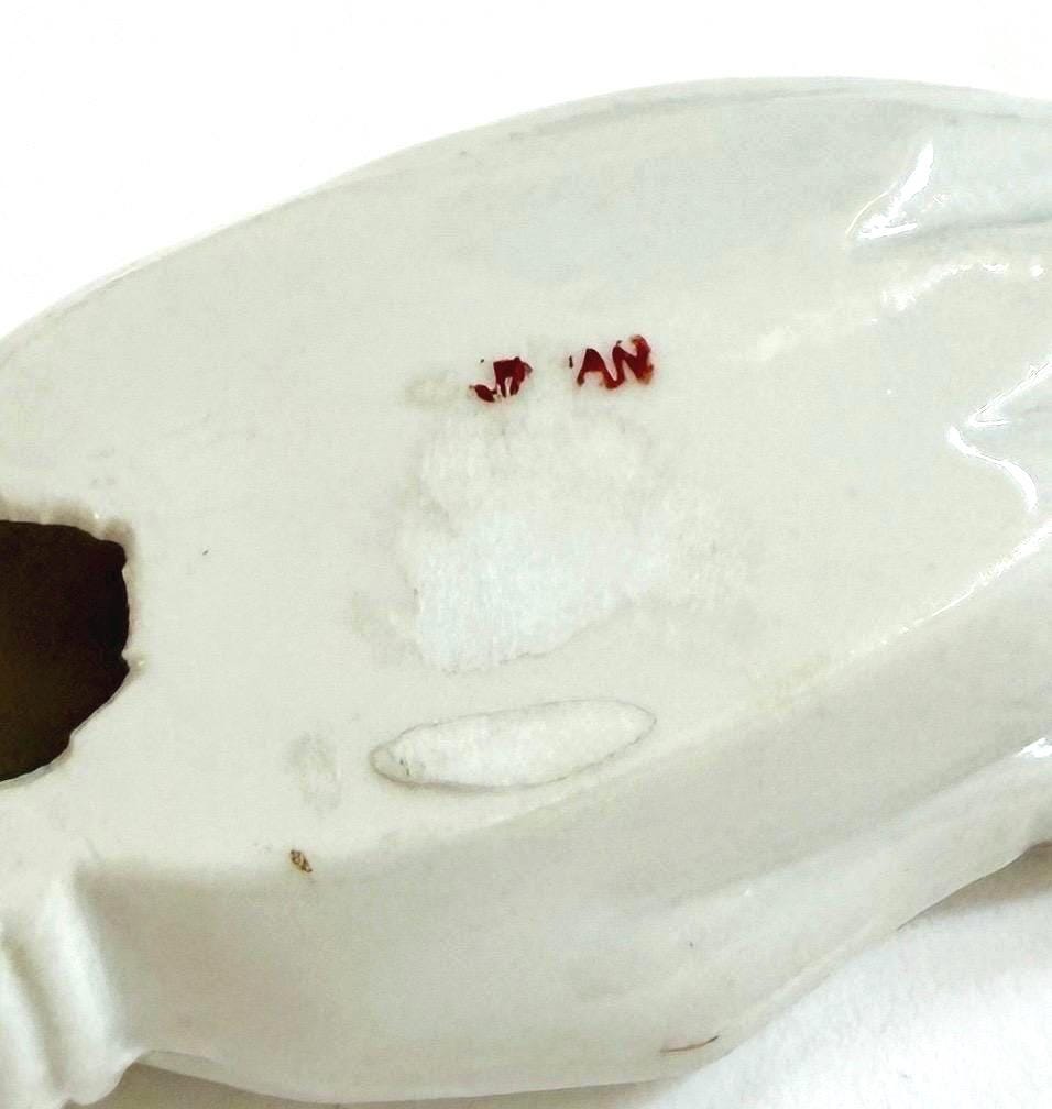 Vintage White Ceramic Cupped Hand Dish Mid Century Made in Japan