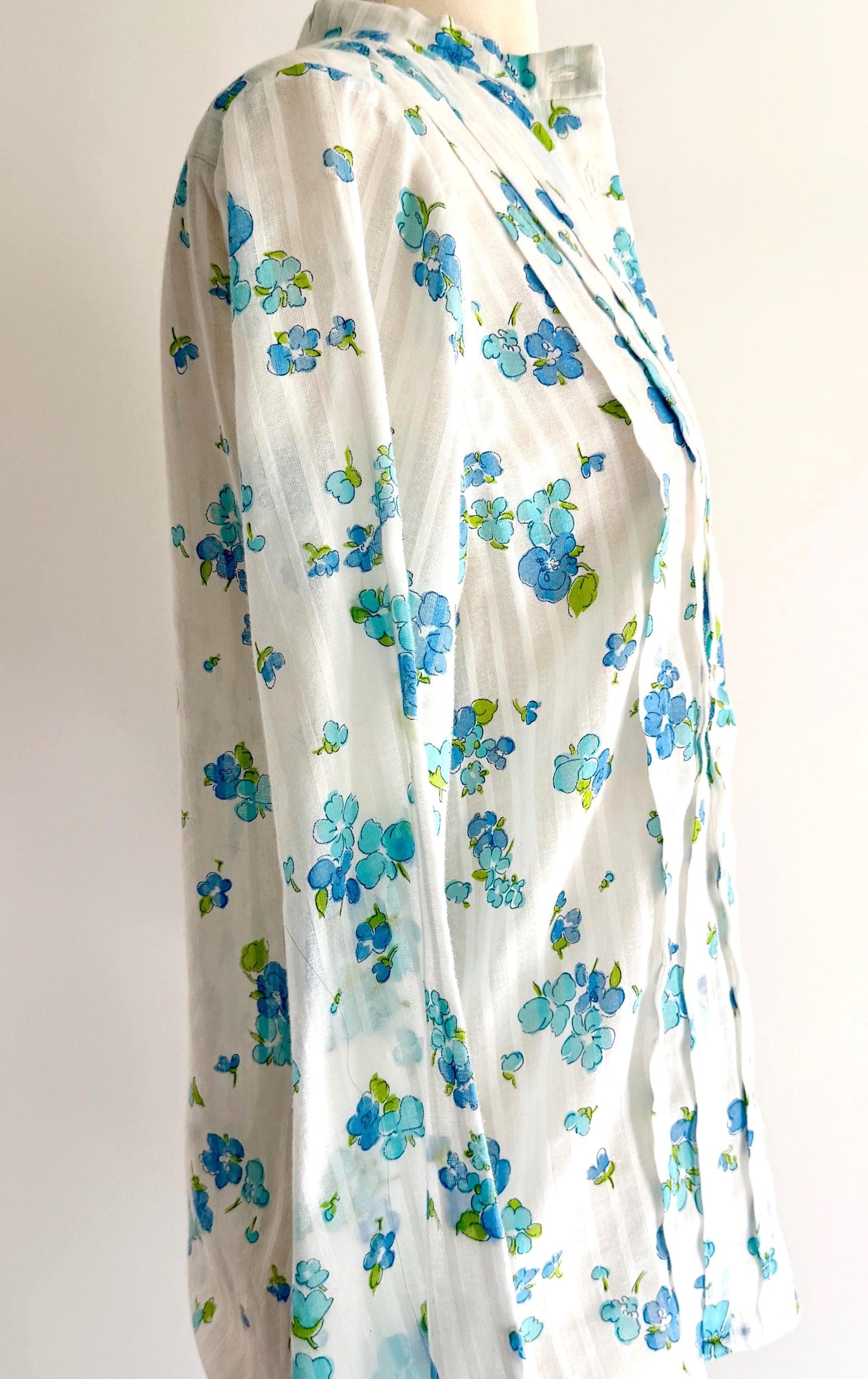 Handmade Floral Prairie Shirt High Neck Button Up Top Lightweight Ditsy Floral Print Ruffle Bib Womens Western Shirt S