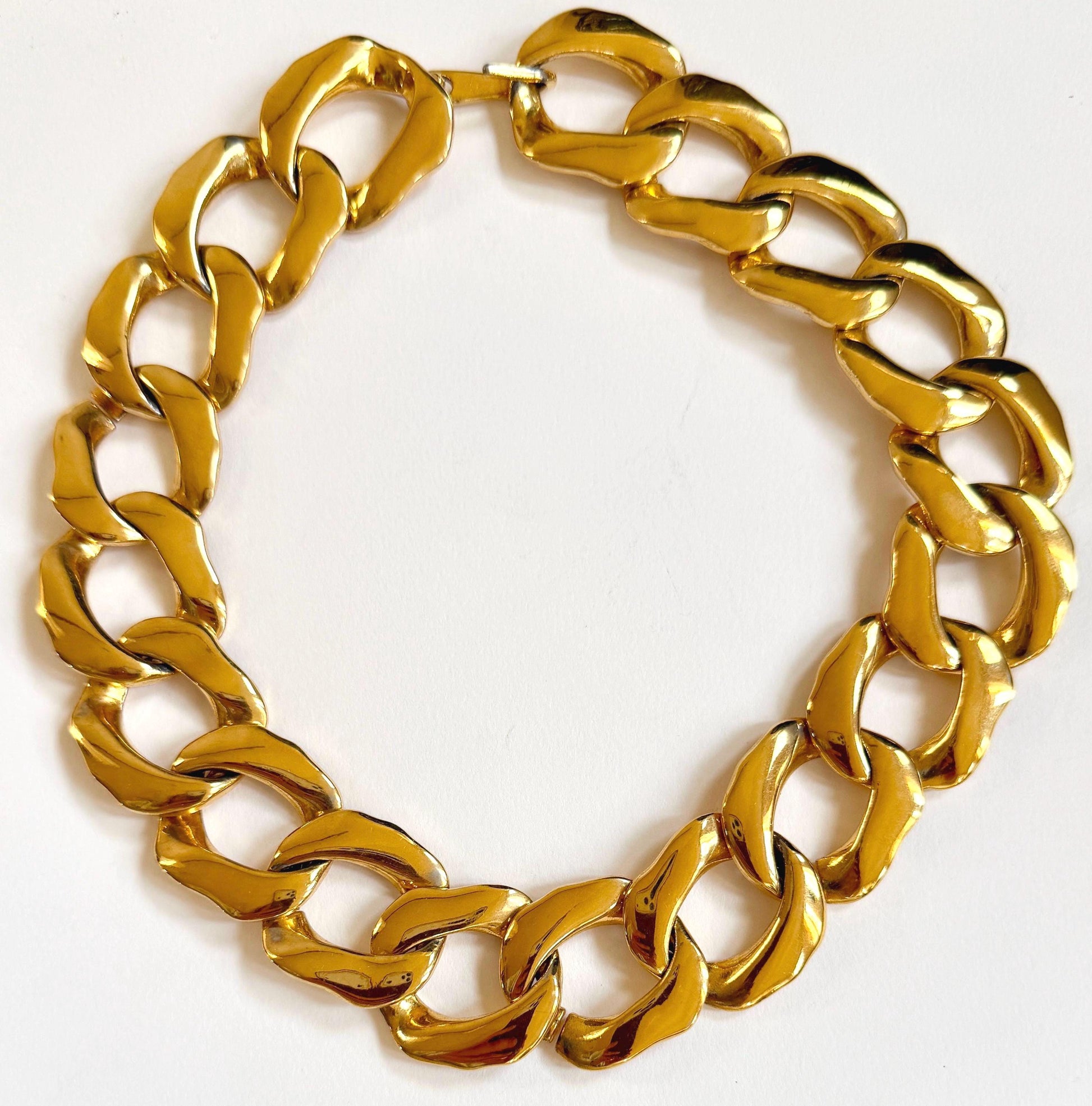 Chunky Vintage Gold Chain Link Choker Necklace Choker 80s Costume Jewelry
