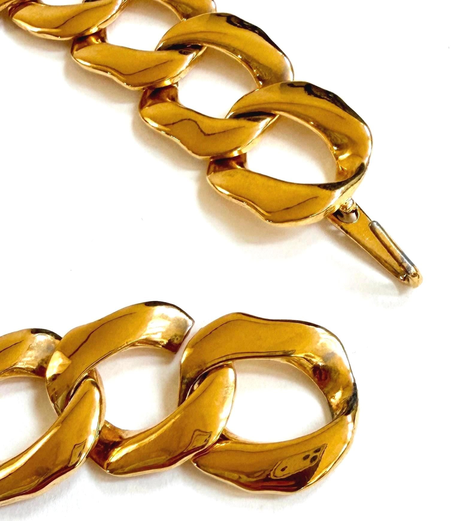 Chunky Vintage Gold Chain Link Choker Necklace Choker 80s Costume Jewelry